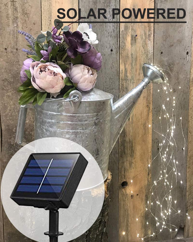 Soltuus Solar Fairy String Lights Outside Cool White, Multi Strand 180 Leds Watering Can Light For Outdoor, Waterproof Solar Pow