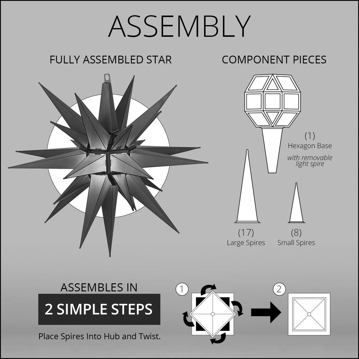 14'' White Star Outdoor Decoration, Christmas Led Star Decor, Moravian Star Christmas Light