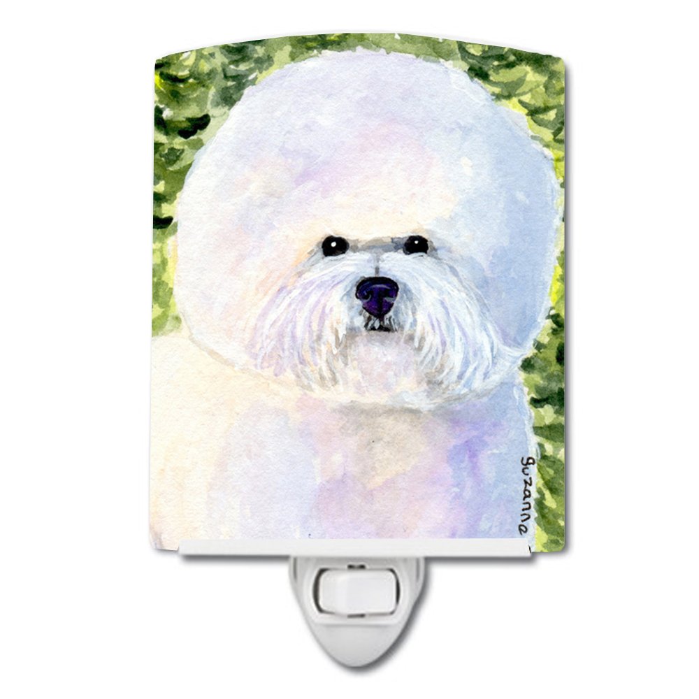 Caroline'S Treasures Ss8919Cnl Bichon Frise Ceramic Night Light Compact, Ul-Certified, Ideal For Bedroom, Bathroom, Nursery, Hallway, Kitchen, 6X4X3, Multicolor