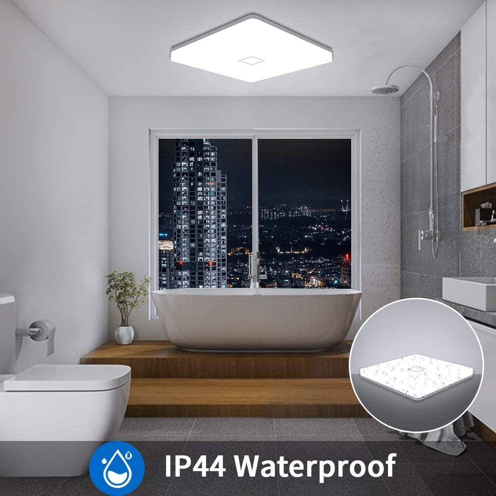 Airand Led Ceiling Light Fixture 18W, 10.6 Square, 5000K Daylight White, Plastic, 1800Lm, Model 18W-6300 For Home