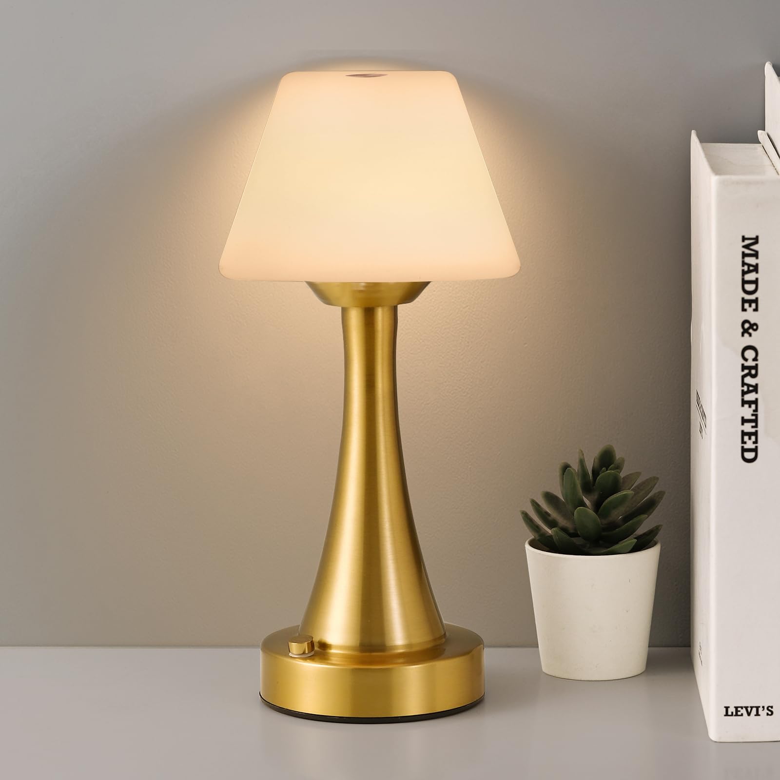 URLIGHTS Waterproof Rechargeable Table Lamp for Shower & Outdoor, Cordless Touch Dimmable Nightstand Lamp with 3 Light Colors, P
