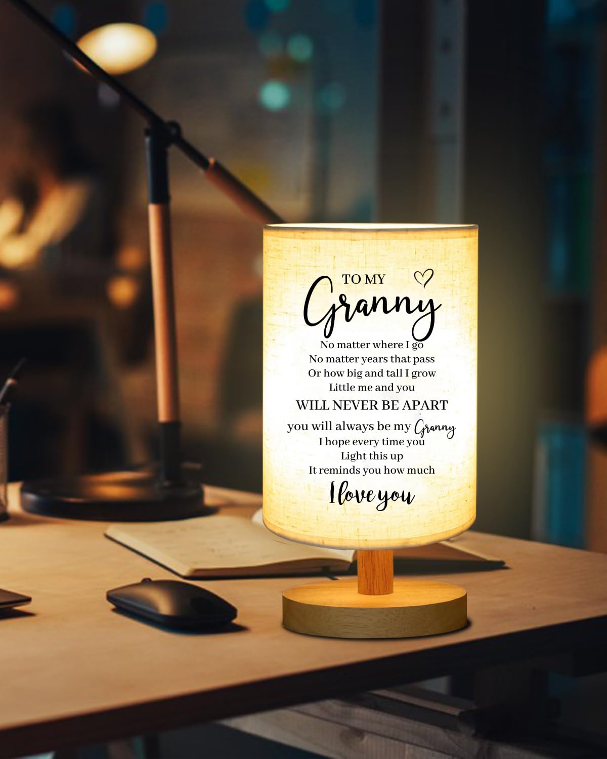 Granny Gifts From Granddaughter Grandson, To My Granny Fabric Table Lamp, Granny Christmas Birthday Gifts, Bedside Table Lamp Gi