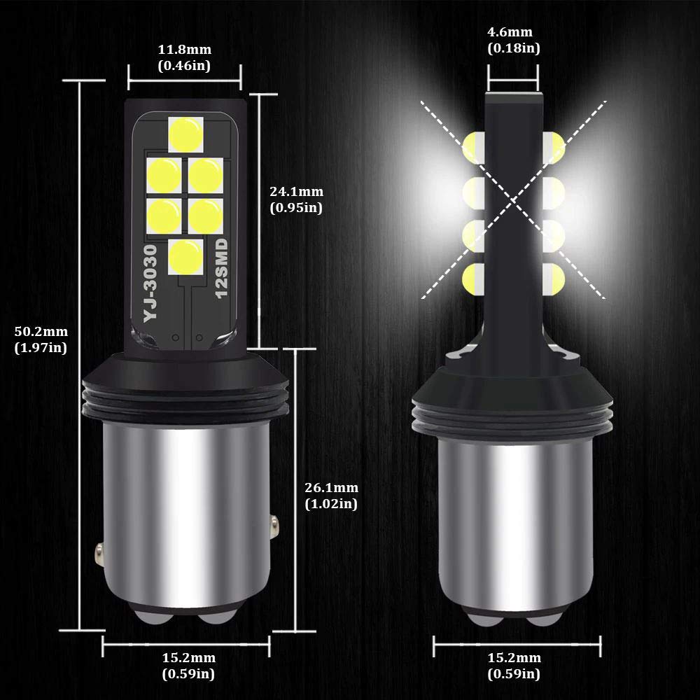 SOCAL-LED LIGHTING 1157 BAY15d Ice Blue LED Turn Signal Bulb, Pack of 2, Plastic, 3030 SMD