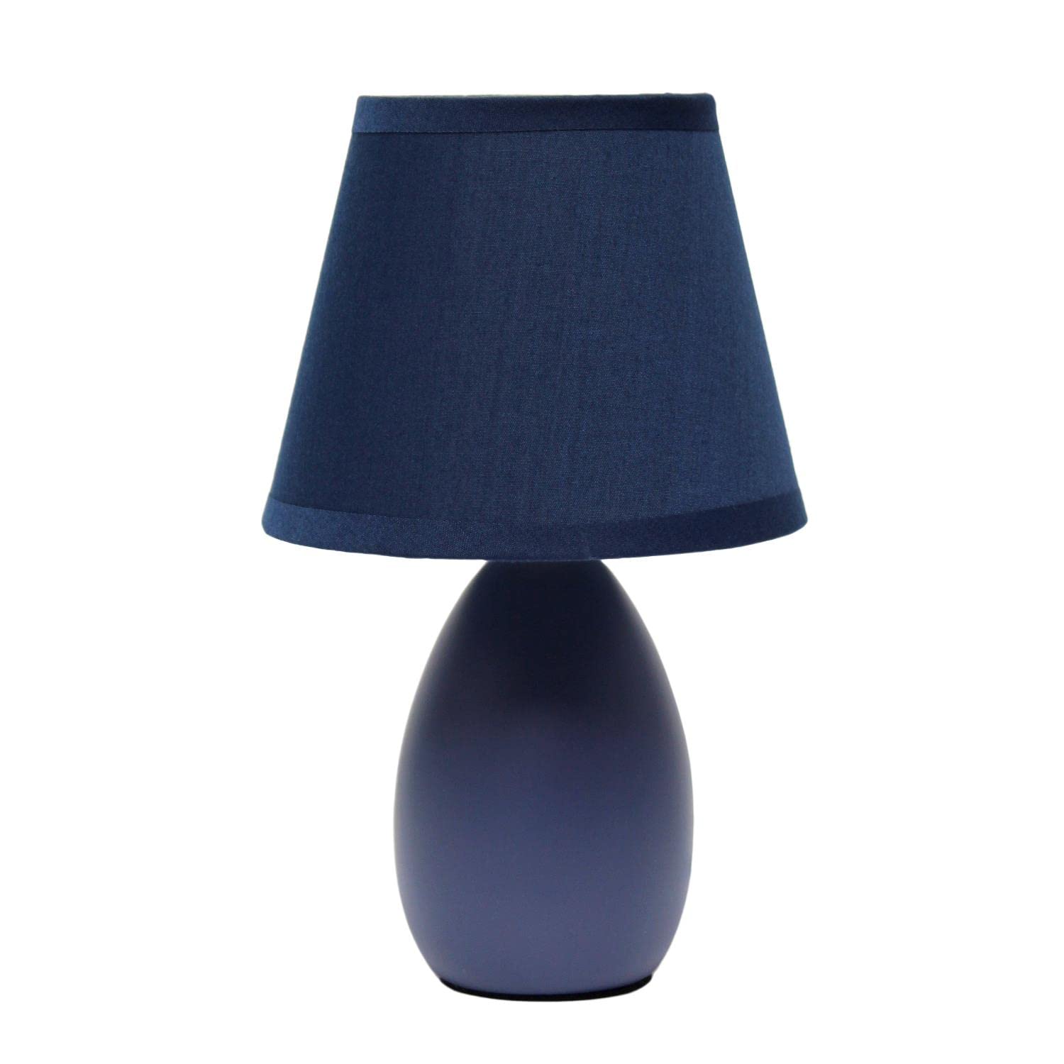 Creekwood Home Blue Ceramic 9.45&quot; Traditional Bedside Table Desk Lamp With Drum Shade