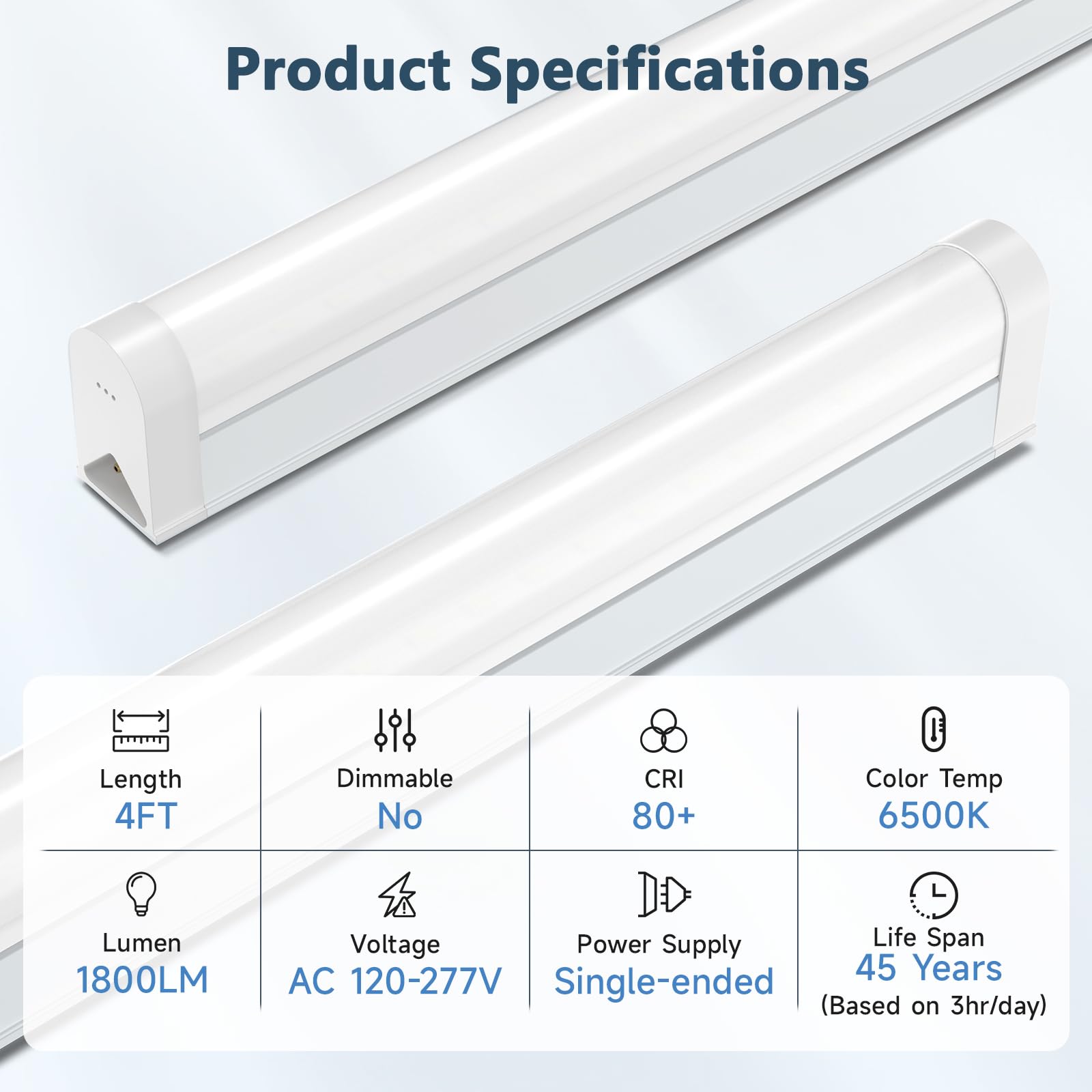SHINESTAR 20-Pack 4FT Linkable LED Shop Lights, 6500K Bright White, 18W, Aluminum, Corded with ON/OFF Switch