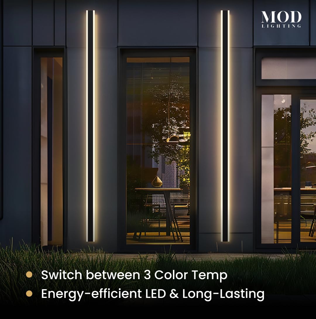 ?????? ???????????????? Haylen | Waterproof Outdoor Wall Light, Led Dimmable With Remote 3000K-6000K, Long Outdoor Porch Lights, Wired Lighting Fixture, Patio Exterior Wall Sconce, 1-Pack (Black, 94")