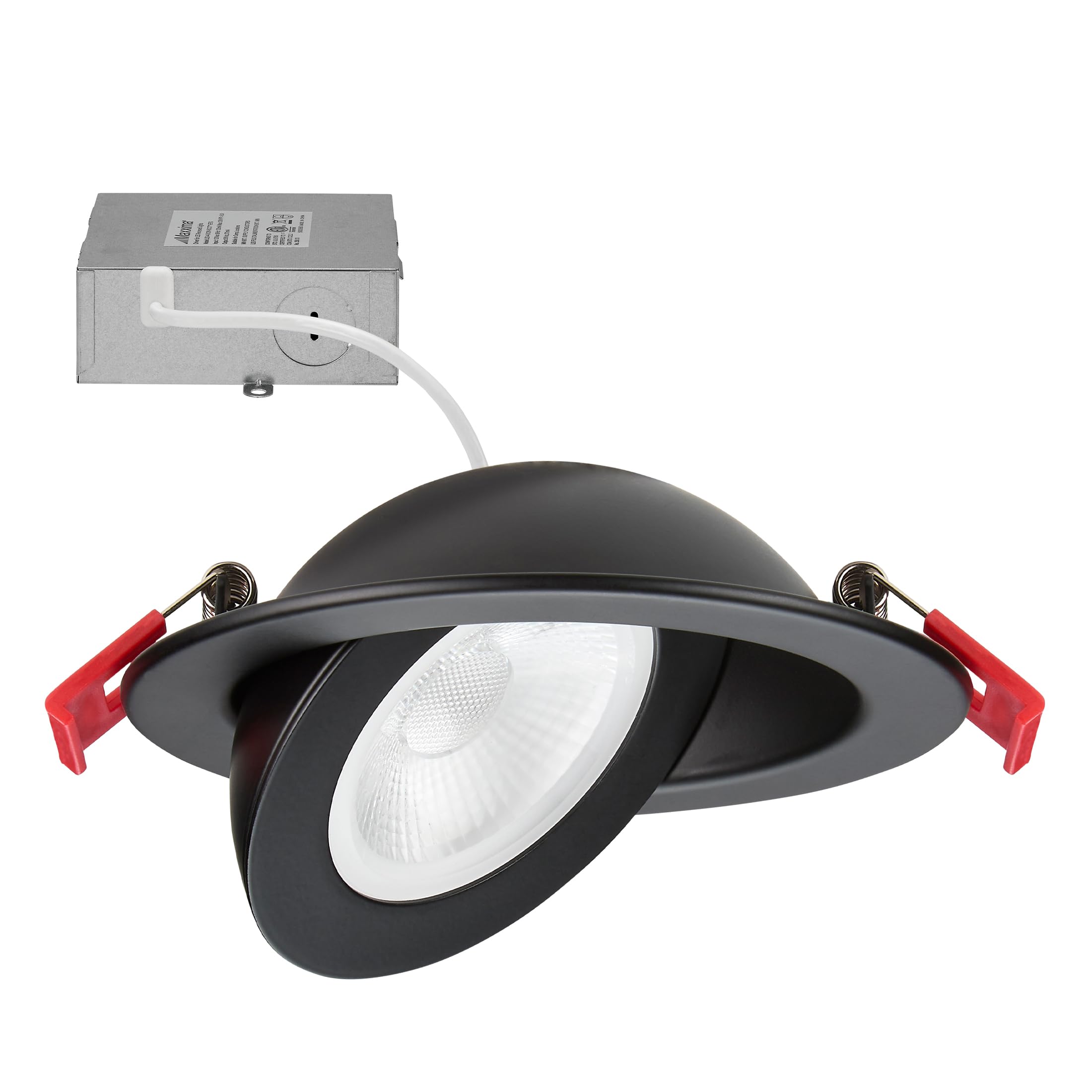 Maxxima 4 in. Rotatable Ultra-Thin Recessed LED Floating Gimbal Downlight, 850 Lumens 5 CCT Selectable 2700K/3000K/3500K/4000K/5