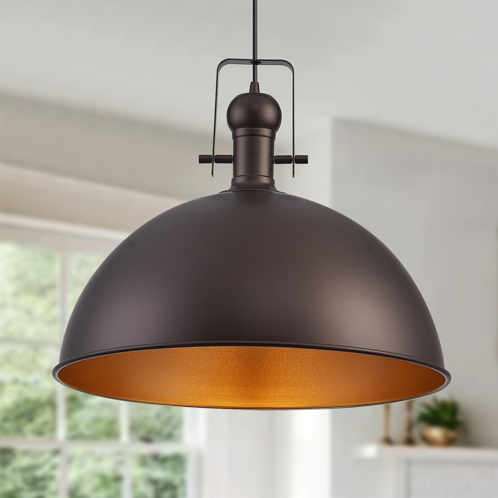 Alaislyc 18 Inch Oil Rubbed Bronze Farmhouse Pendant Lights Large Pendant Lights For Kitchen Island Industrial Adjustable Height