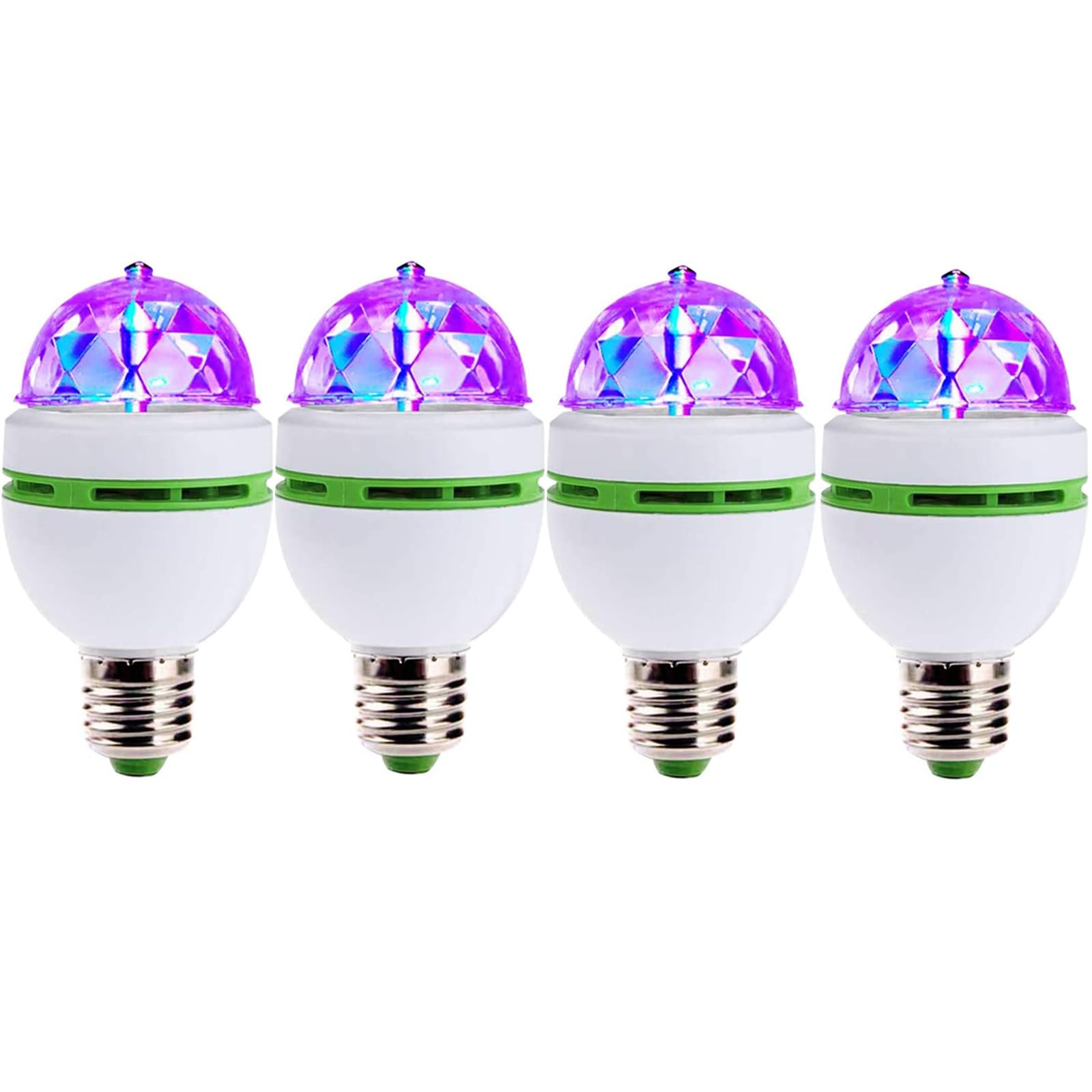 Led Ball Bulb Lamp, 4 Pcs 3W E27 Led Rgb Crystal Rotating Stage Bulb Voice Auto Rotating Stage Light (4 Pcs)