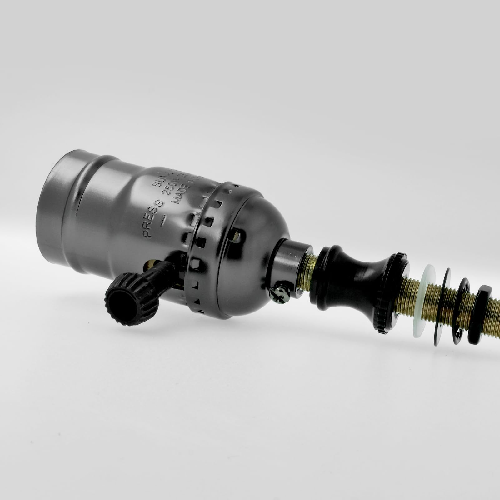 GooChan Lamp Repair Hardware Assortment - Metal, Includes 12 Inch Rod Kit, Nipples, Couplings, Knobs, Washers, Lock Nuts, Black Color