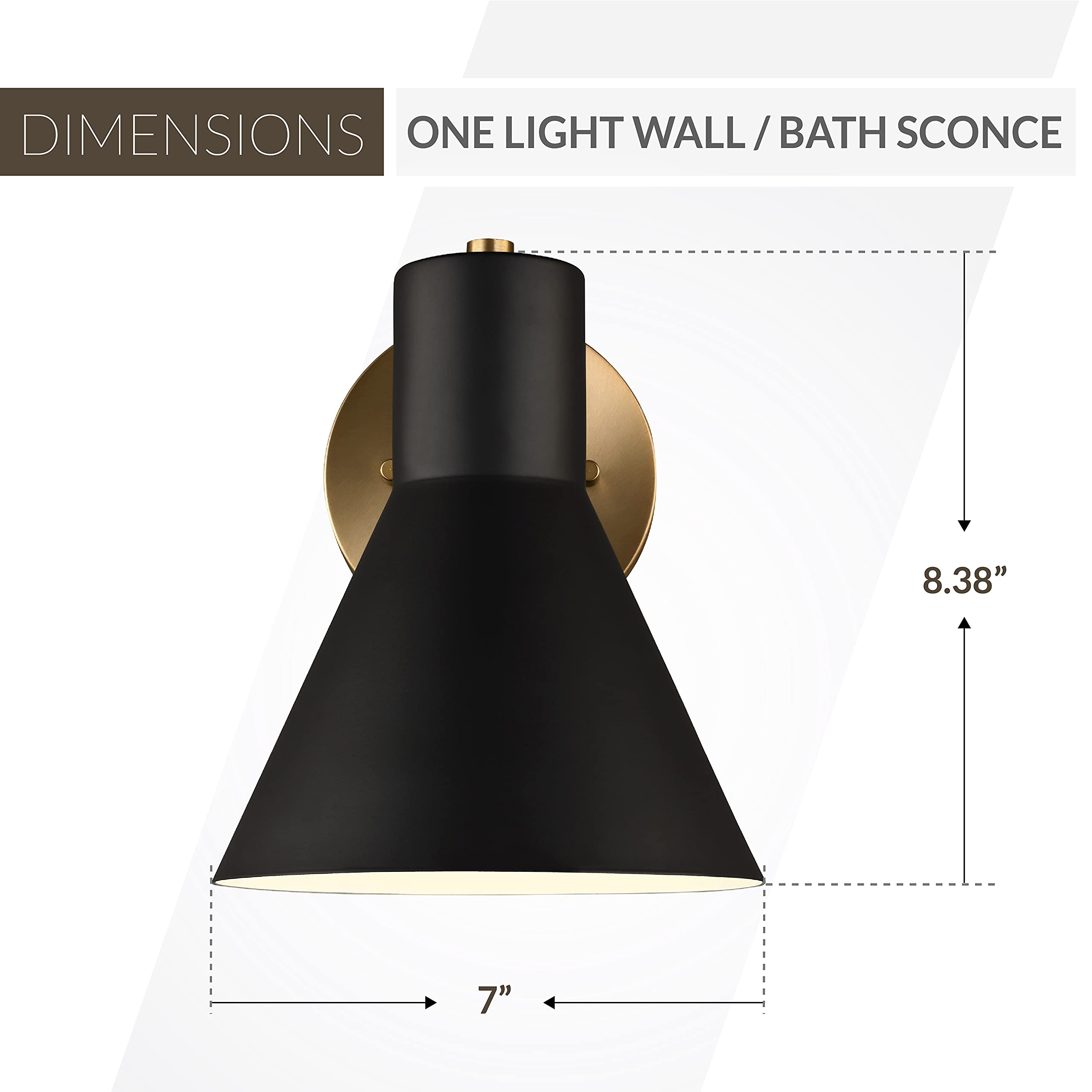 Sea Gull Lighting Towner Wall Sconce, One-Light, Satin Brass, Alloy Steel, Model 4141301-848