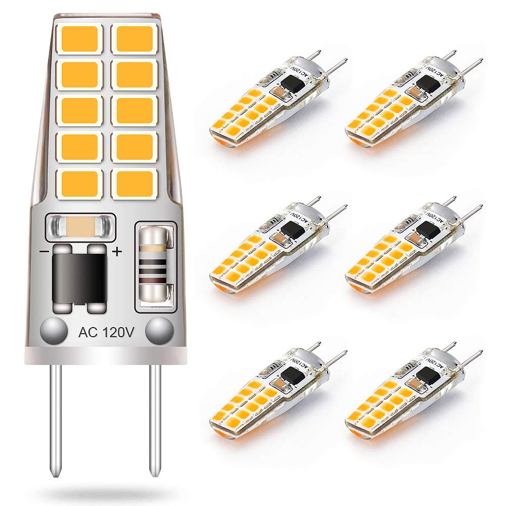 Lacnooe G8 LED Bulb Dimmable Daylight White 6000K for Puck Light, Under Cabinet Light, Under Counter Kitchen Lighting, T4 JCD Ty