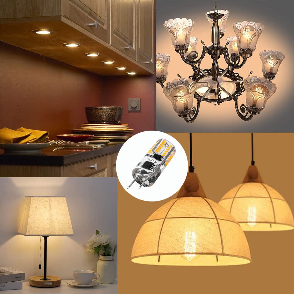 KAPATA Dimmable G8 LED Bulb 2W Warm White 10 Pack Bi-Pin Base T4 JCD Type for Under Cabinet Lighting