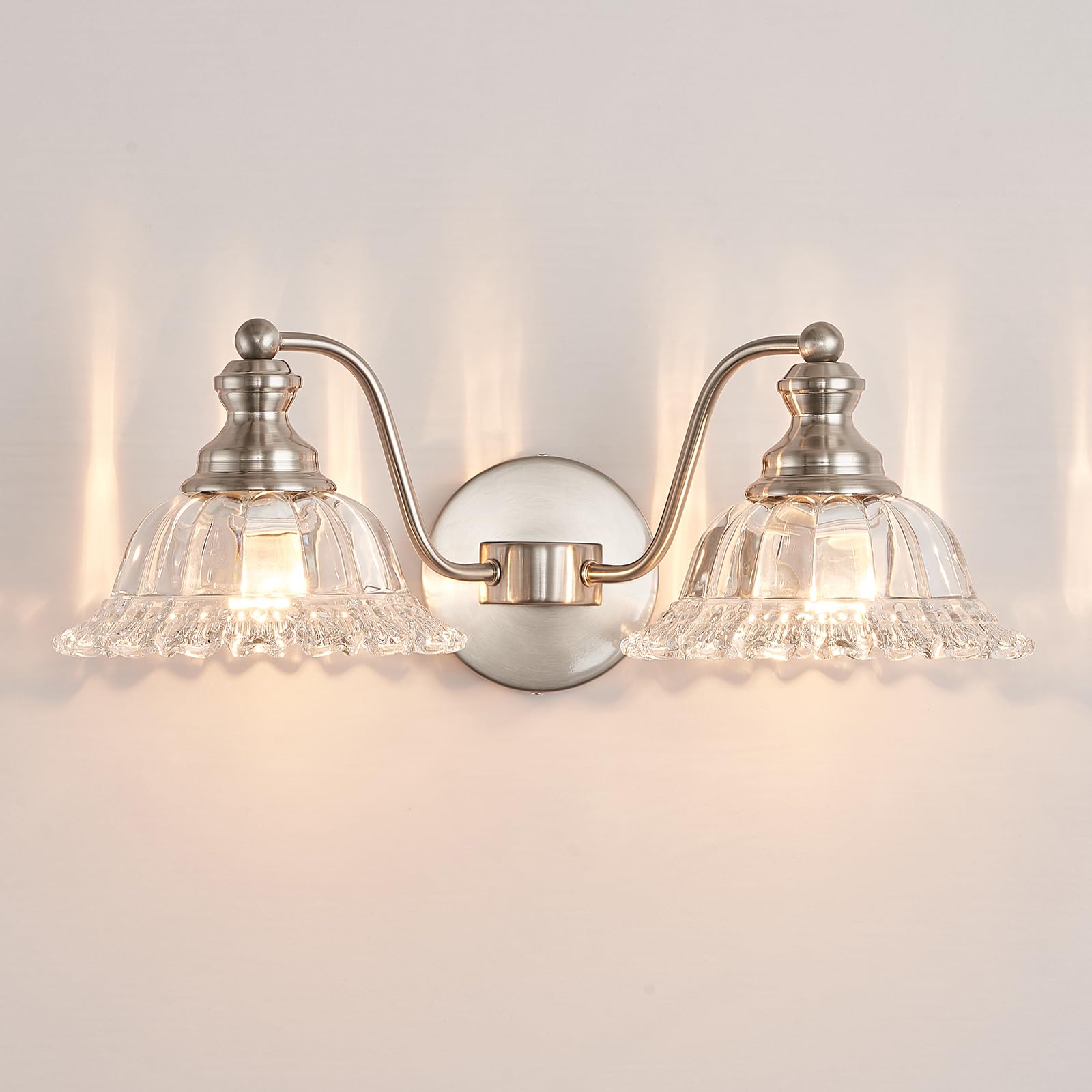 Xiedun Brushed Nickel 2 Light Vanity Lights Fixture Lights For Bathroom