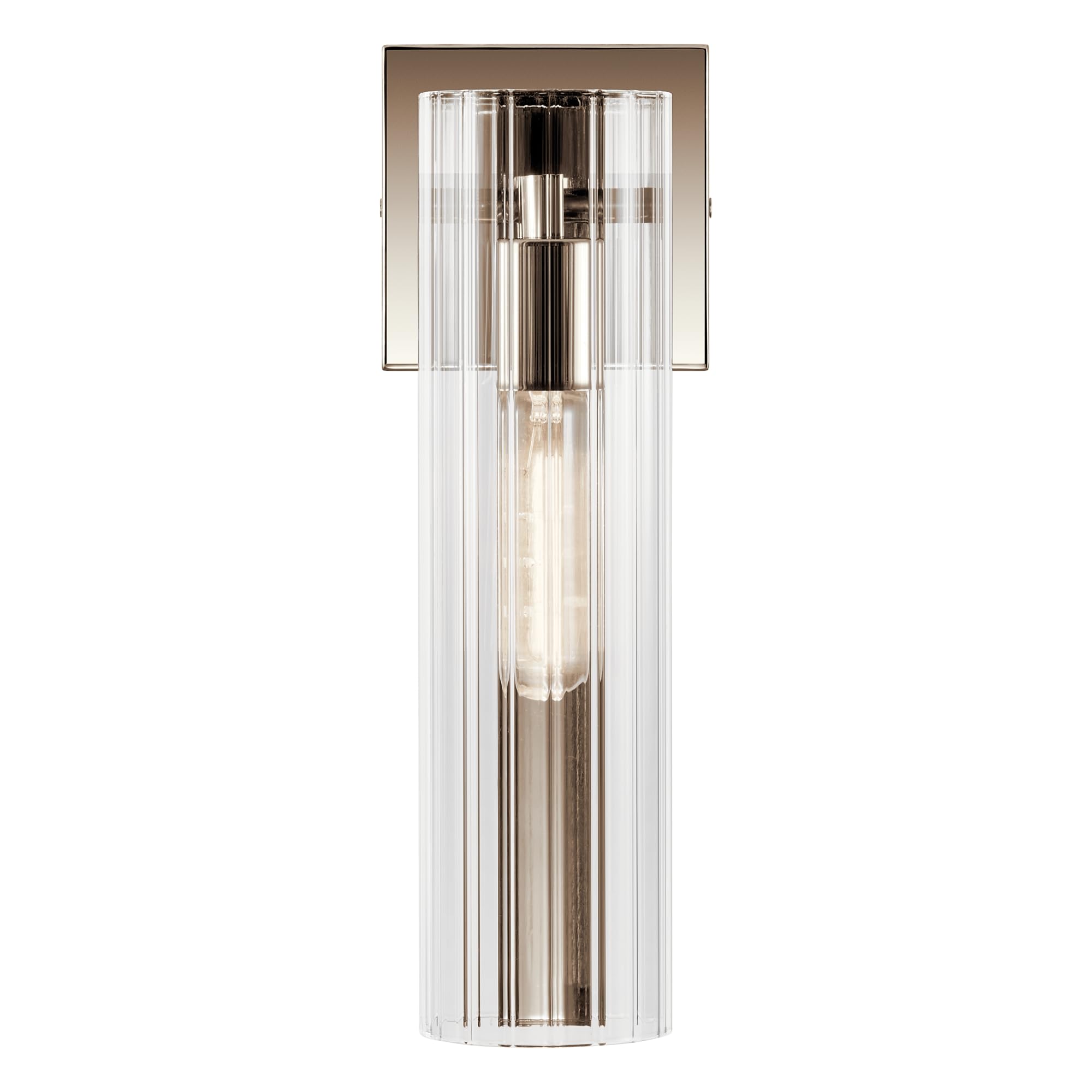KICHLER Jemsa 1 Light Wall Sconce, Modern Light with Clear Fluted Glass in Polished Nickel for Bathroom, Powder Room, Sides of F