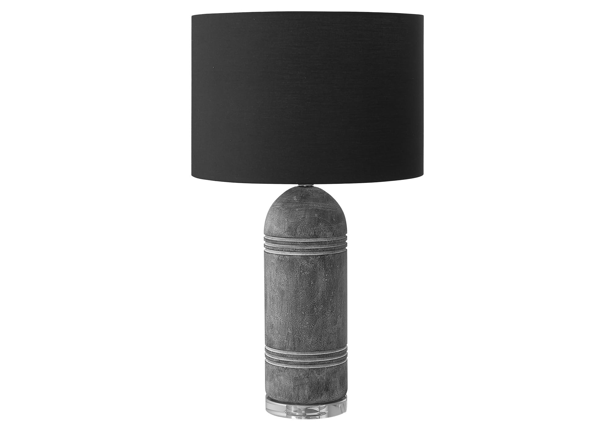 Monarch Specialties I 9914 Table Lamp, 28inH, Grey Resin, Black Shade, Contemporary Design, 16inL x 16inW