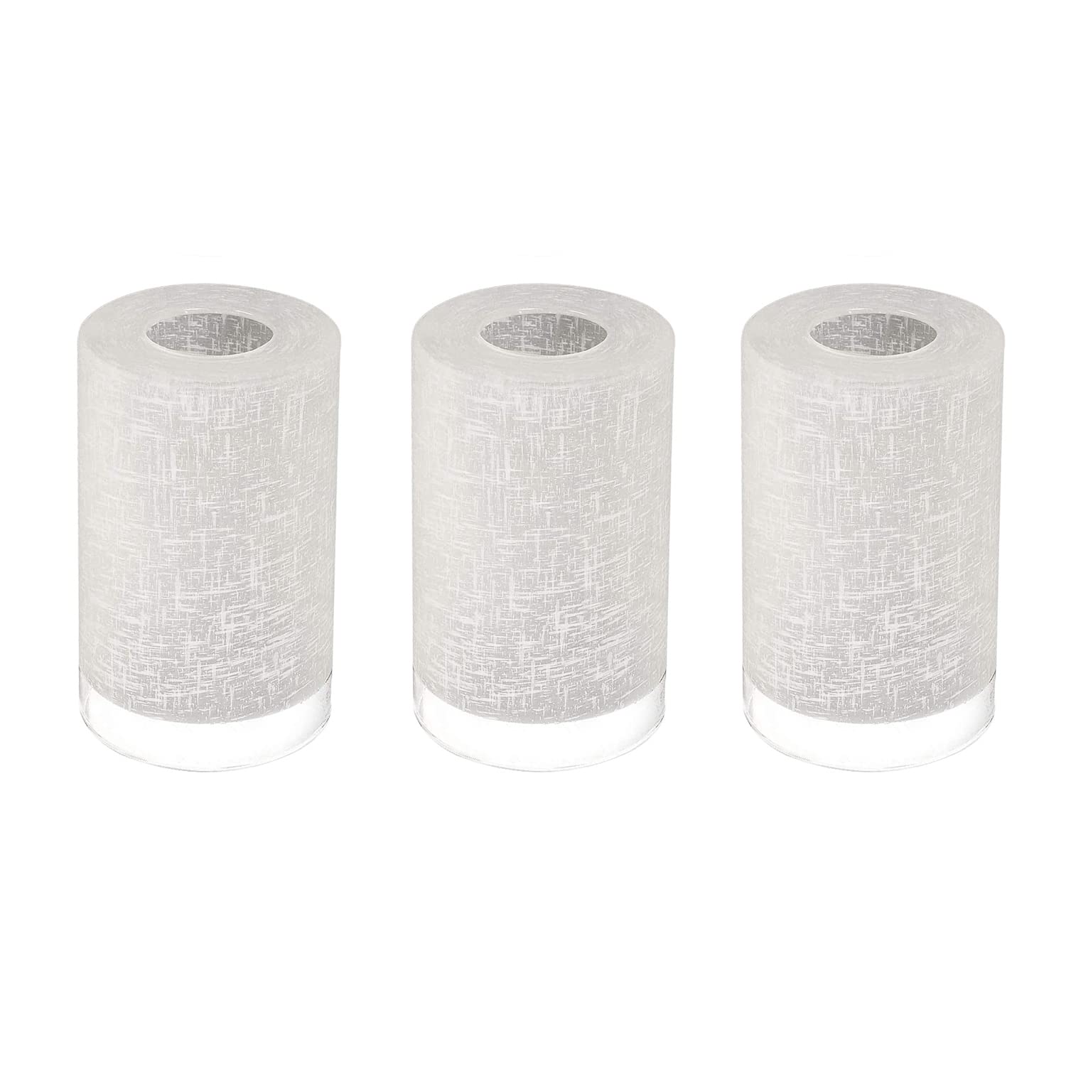 3-Pack White Linen Frosted Glass Lamp Shade, Glass Shade Covers Replacements for Light Fixtures, 1.65 Inch Fitter Globes Lampsha