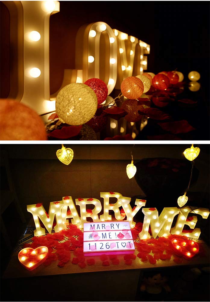 MUMUXI LED Marquee Light Up Letters Sign - Battery Powered Alphabet Lights for Party, Wedding, Birthday, Christmas, Home Bar Decoration &