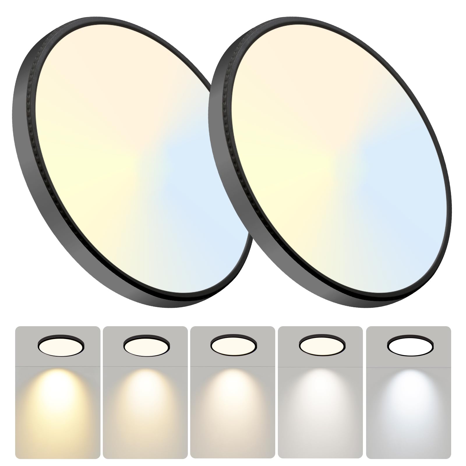 Wkoncldy 7.5Inch Led Ceiling Lights, 5 Colors Selectable (3000K/3500K/4500K/5000K/6000K) Flush Mount Ceiling Lights, Super Slim