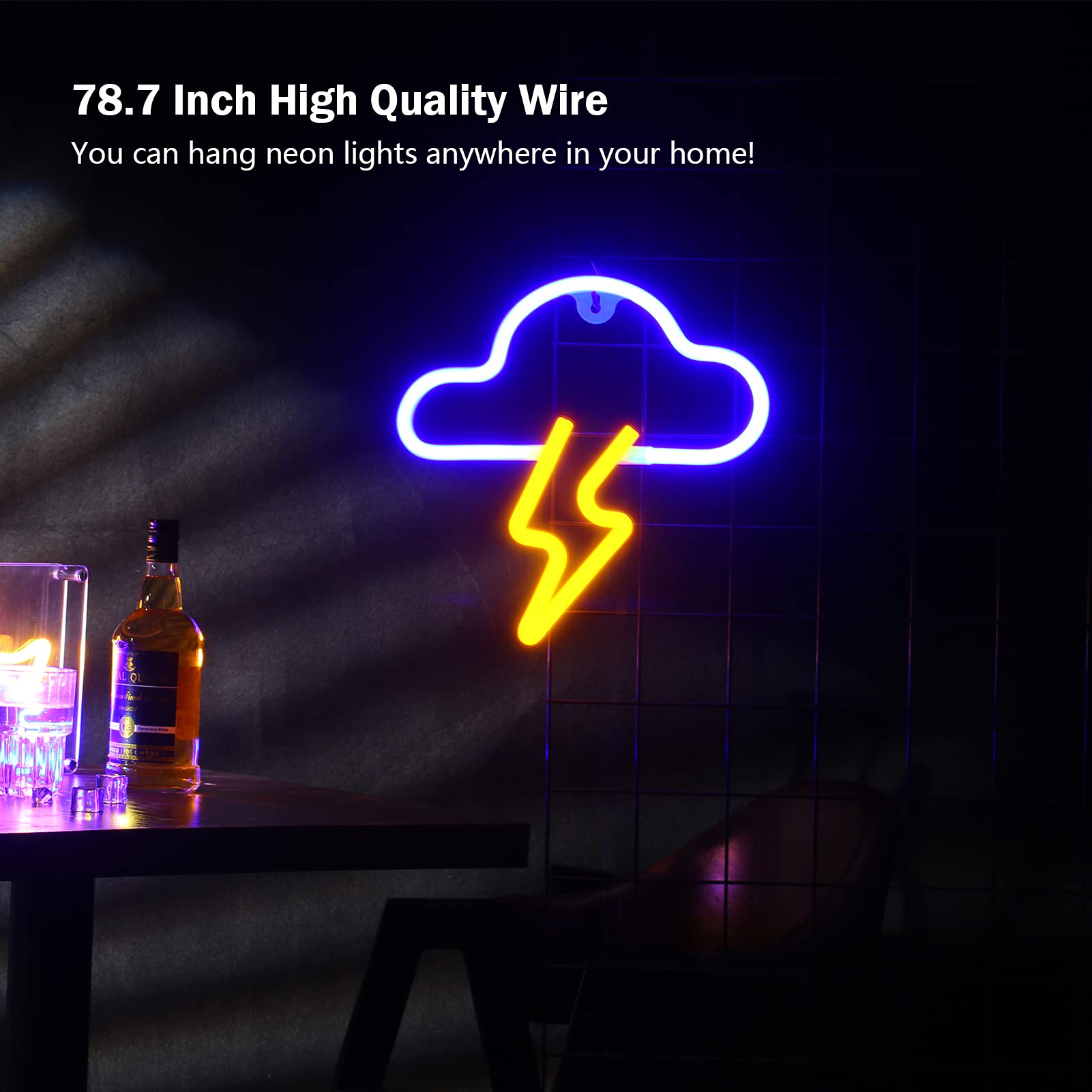 BerniceKelly LED Neon Cloud Sign - Wall Decor, Battery/USB Powered, Yellow, Model 452YHH-ZRT2107002-1, Blue+Yellow