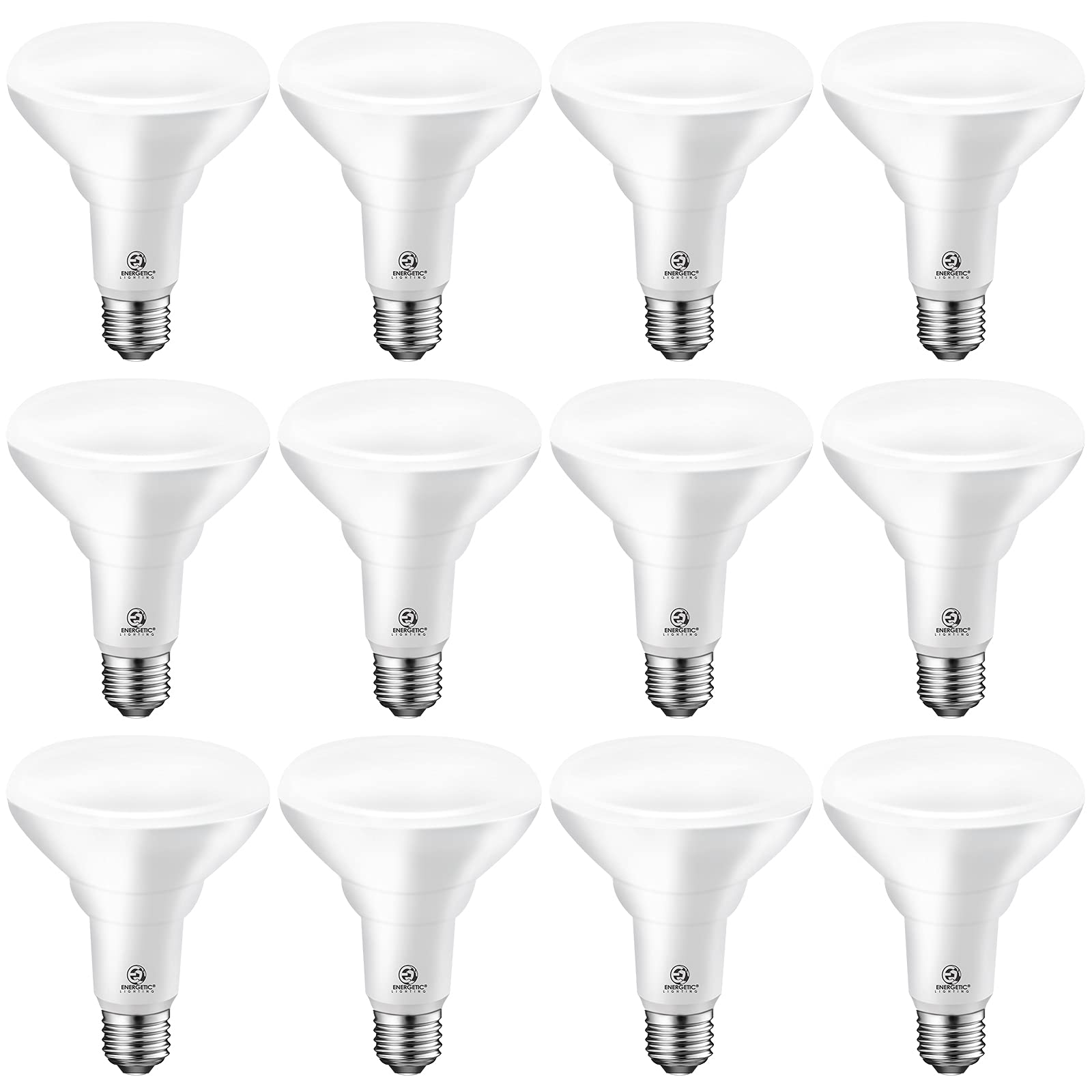 E Energetic Lighting 12 Pack Br30 Led Light Bulbs, Dimmable, Cri90, 8.5W=65W, 5000K Daylight, 650 Lm, E26 Base, Indoor Flood Lig
