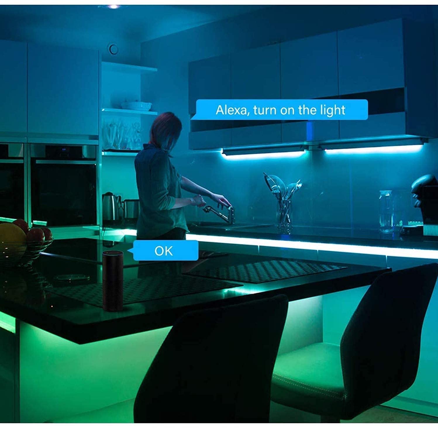 MIHEAL WiFi LED Light Strip Kit - 65.6ft Waterproof 5050 RGB, Black PCB, Compatible with Android/iOS
