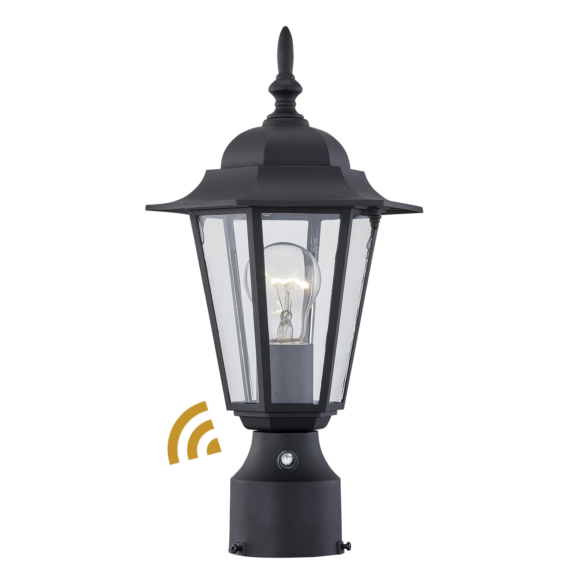 Outdoor Post Lights, Dusk to Dawn Lamp Post Light Fixture with E26 Socket, Exterior Post Lantern with Clear Glass Shade, Pillar 