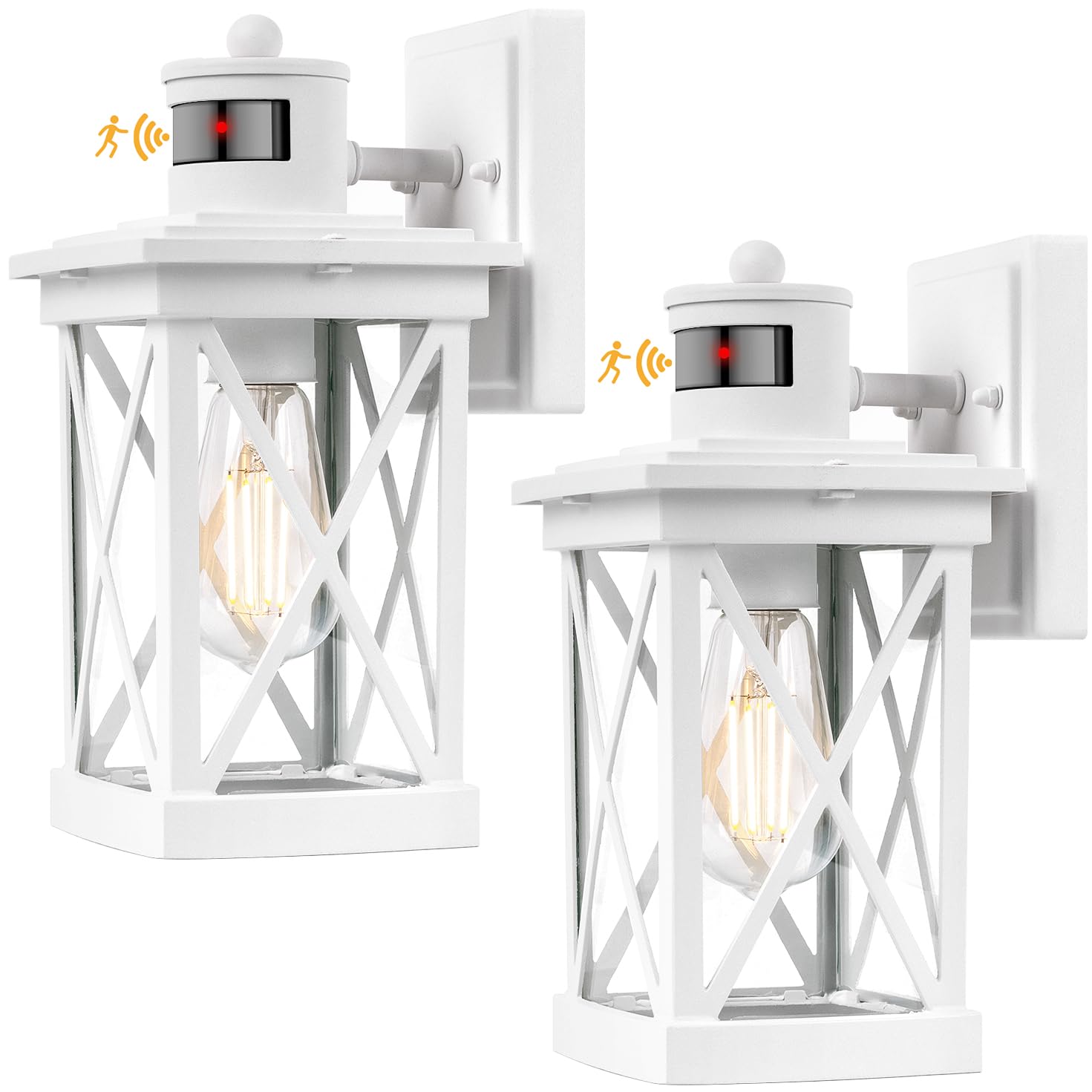 Motion Sensor Outdoor Lights Wall Mount, 2 Packs White Dusk to Dawn Waterproof Outside Wall Lights for House, 100% Anti-rust Alu