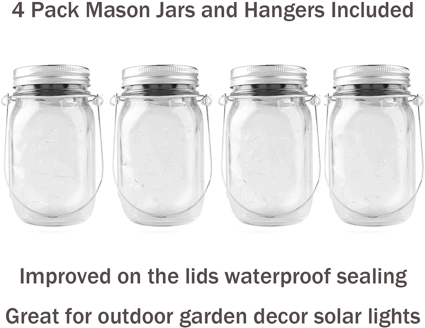 Solar Lantern Mason Jar Hanging Lights,4 Pack 30 Led Fairy Firefly Starry String Jar Lights (Mason Jars/Hangers Included),For Mason Jar Patio Garden Lanterns Wedding Table Decor Light