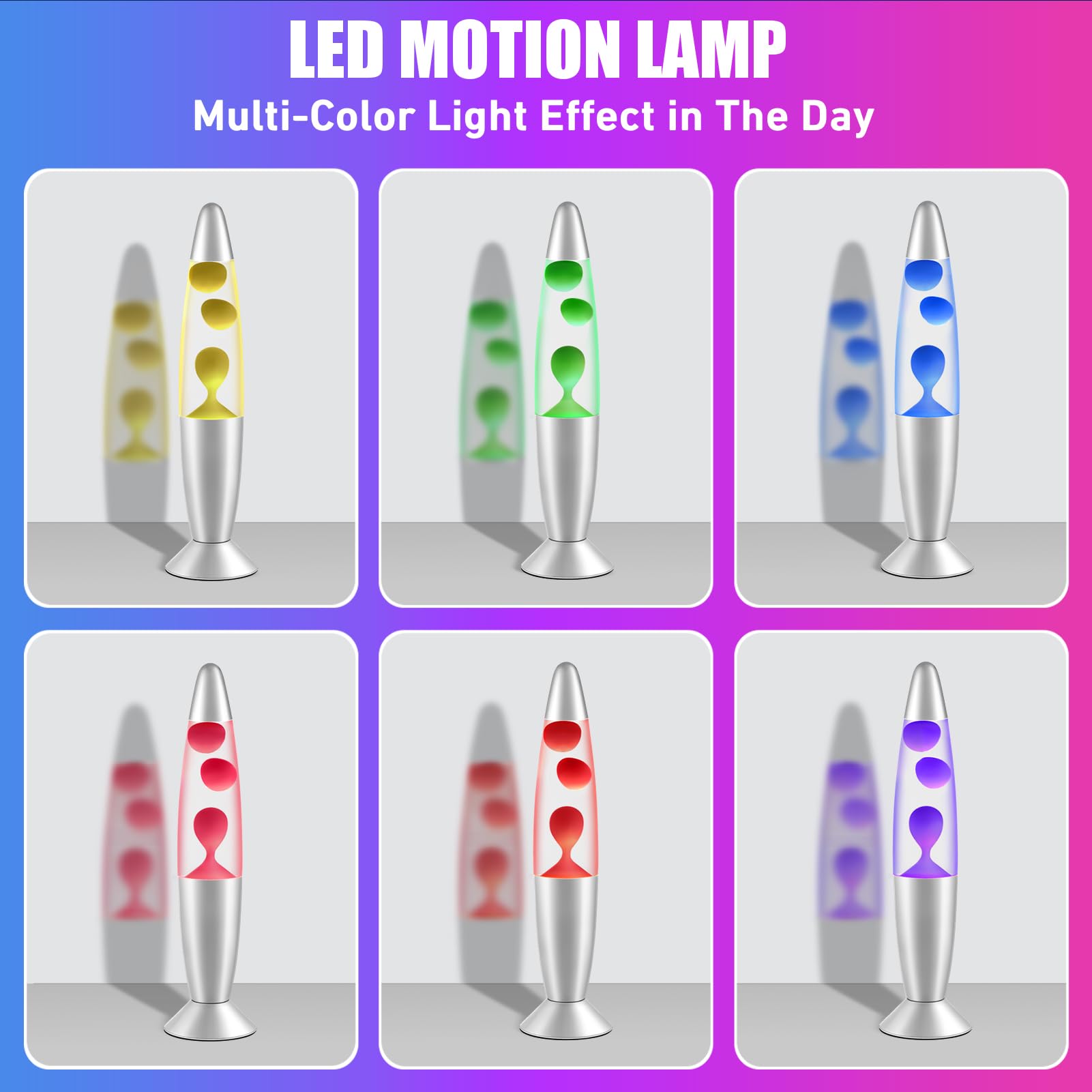 Dalavalampa 7 Color Changing LED Liquid Motion Lamp - 13-inch White Night Light for Kids & Adults, Model 6122D-01, Home Decor