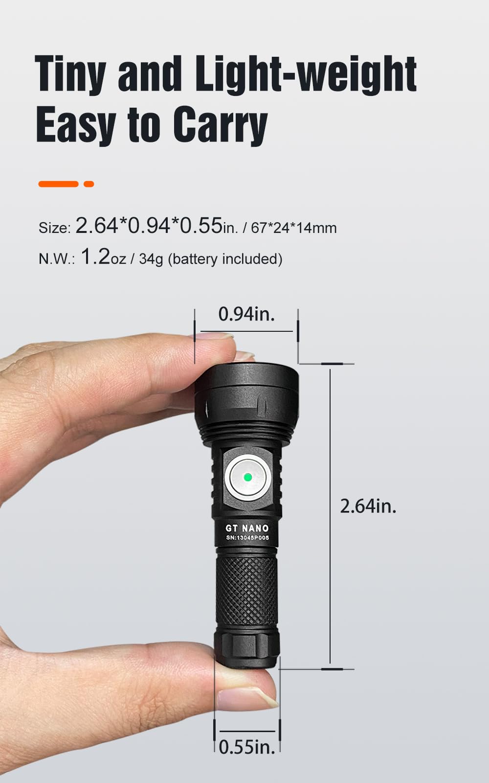 Lumintop Gt Nano Pro Keychain Flashlight 1600 Lumens Mini Flashlight 152 Meters Beam Distance, Rechargeable Battery (Black)