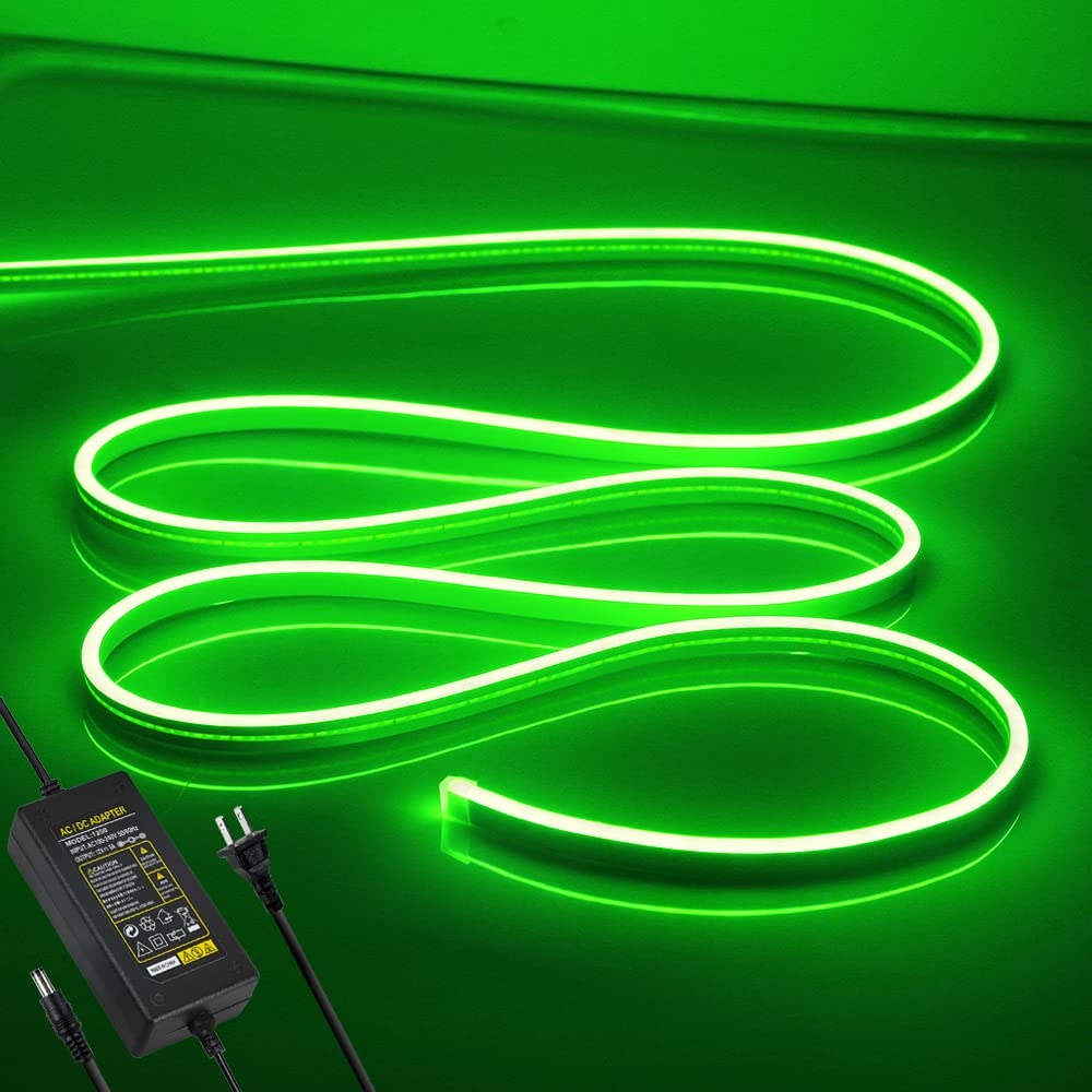 OWOFYDR LED Band Lights - Bright and Durable Neon Rope Lights 16.4ft/5m for Lighting Decoration Indoors Outdoors[Power Adapter Included] Neon Light Band Green
