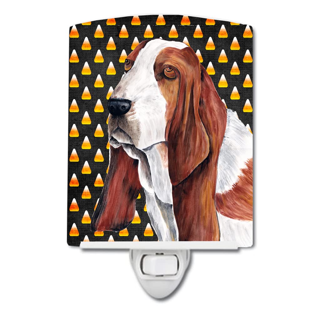 Carolines Treasures Ceramic Night Light, Basset Hound Candy Corn, UL-Certified, 6x4x3in, Multicolor, Model SC9182CNL