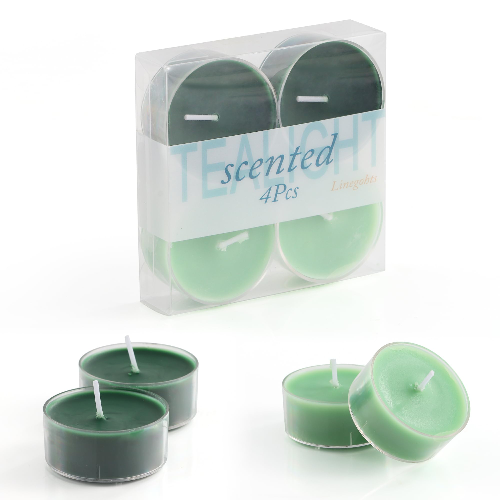 Linegohts Assorted Scented Tea Light Candles - 4Pcs Soy Wax - 4 Hour Burn - Clear Cup - Ideal For Weddings, ValentineS Day, Christmas