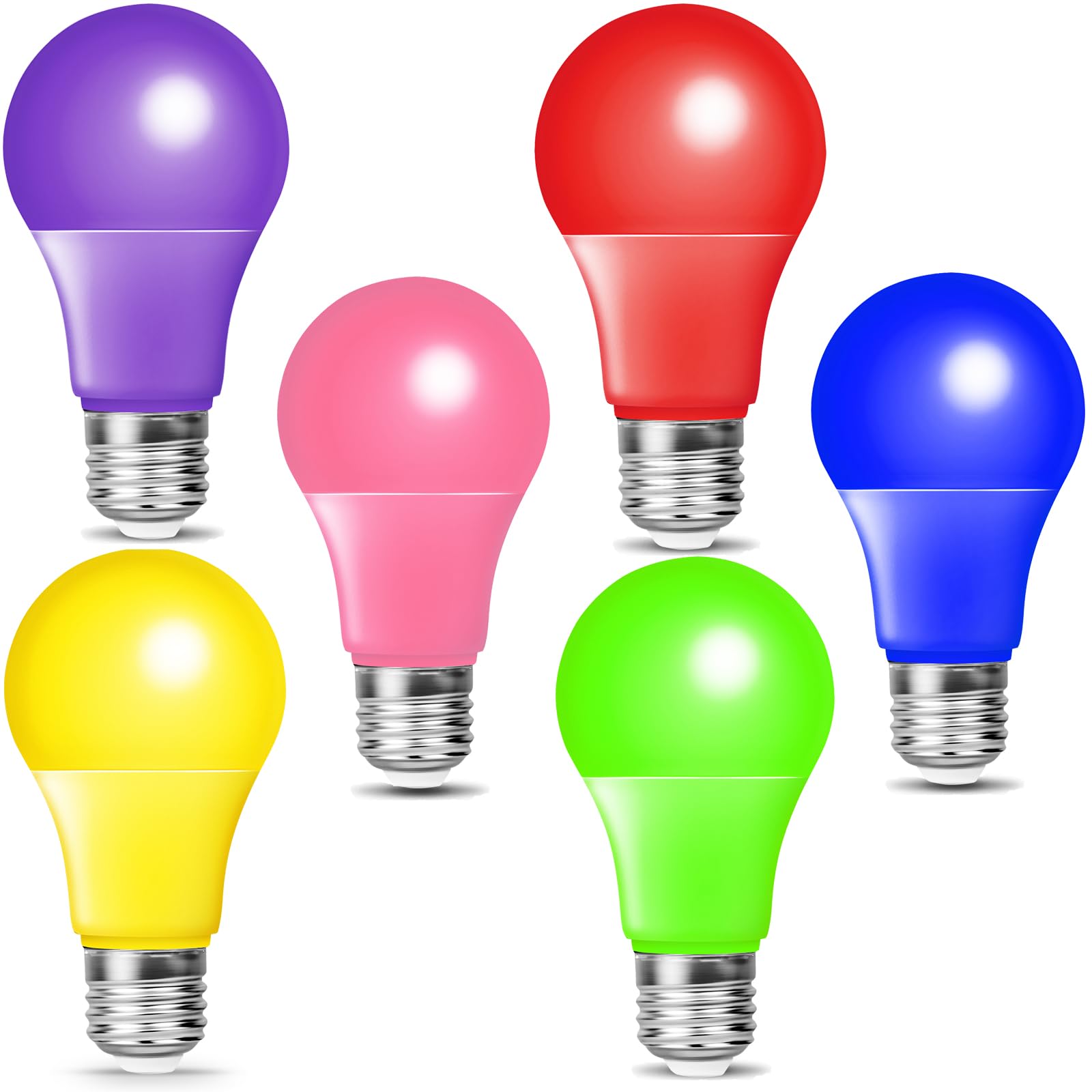 Kkhlgb Color Light Bulb, 9W=60W E26 Base Led Colored Light Bulbs Red Green Purple Pink Blue Yellow Bulbs For Halloween Christmas