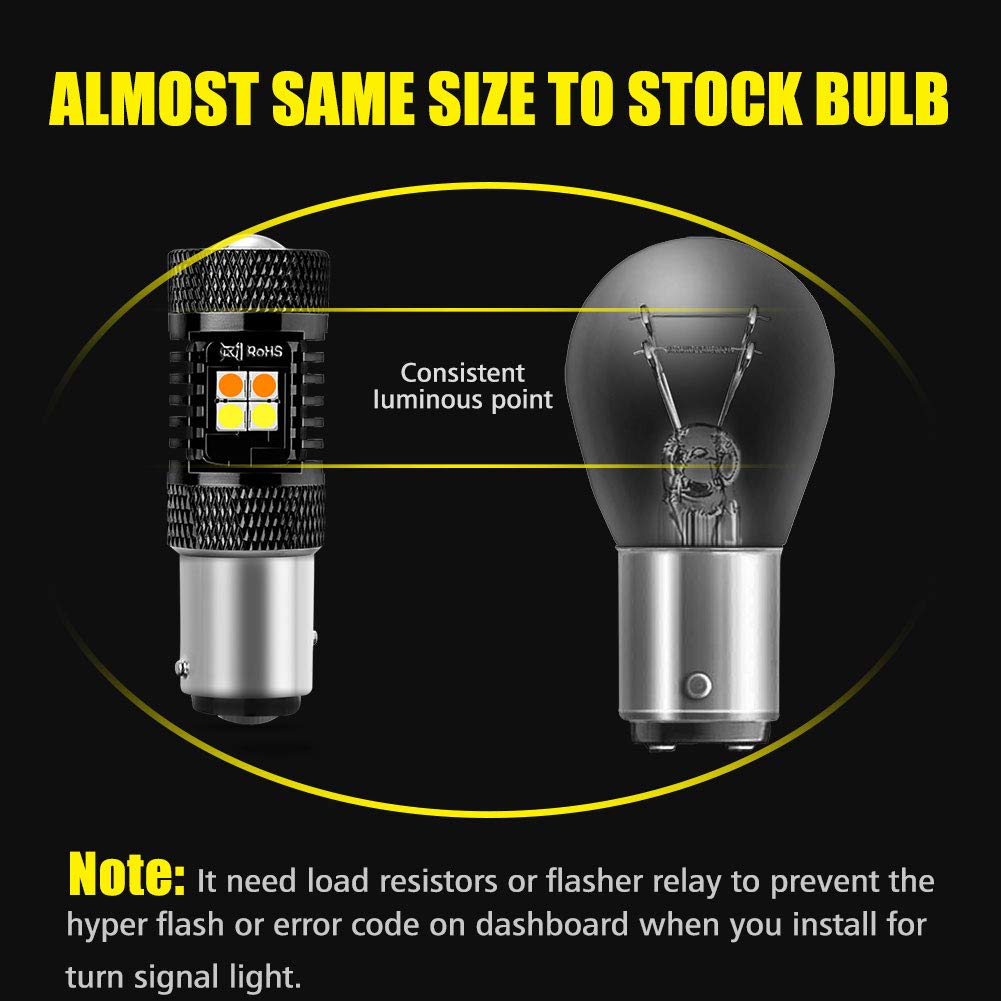 Auxlight 1157 2057 2357 7528 Bay15D P21/5W Switchback Led Bulbs 16Smd Chipsets Parking Lights / Daytime Running Lights / Drl And Turn Signal Lights With Projector Replacement, White/Amber (Pack Of 2)