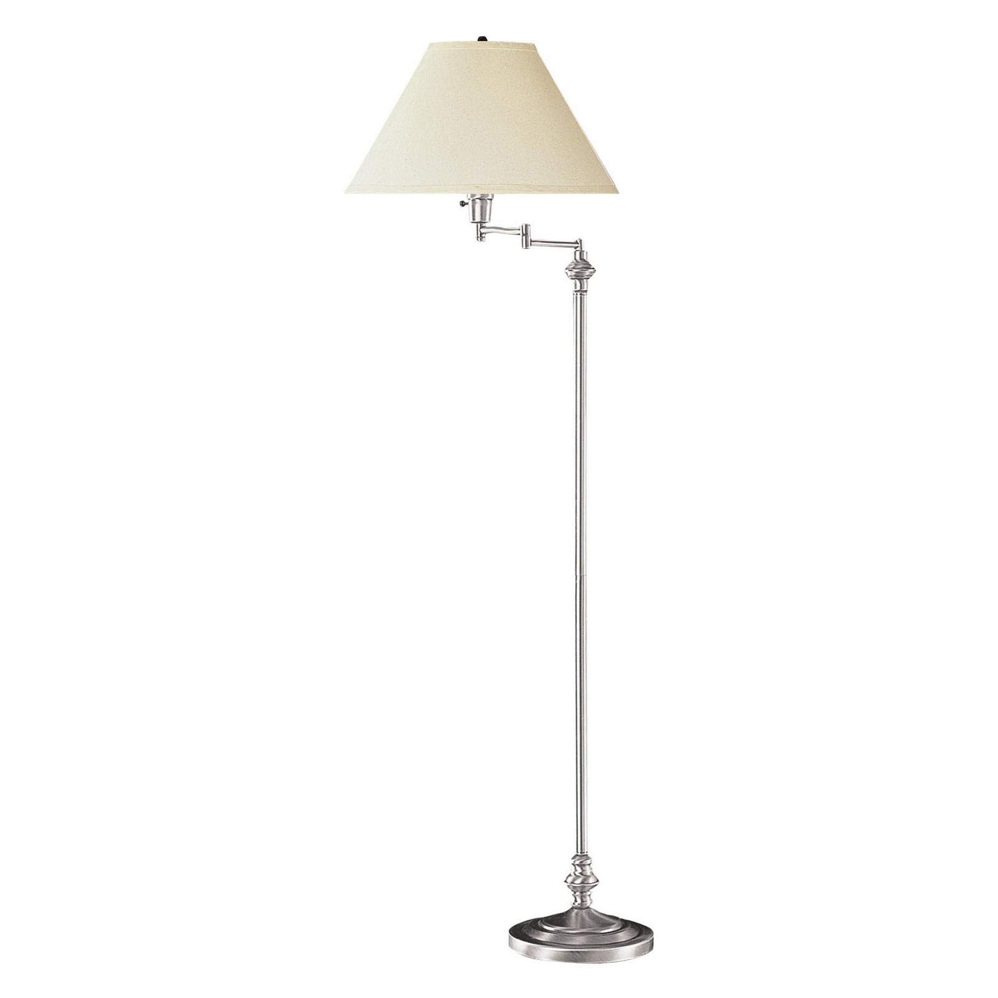 Benjara 150 Watt Metal Floor Lamp With Swing Arm And Fabric Conical Shade, Silver