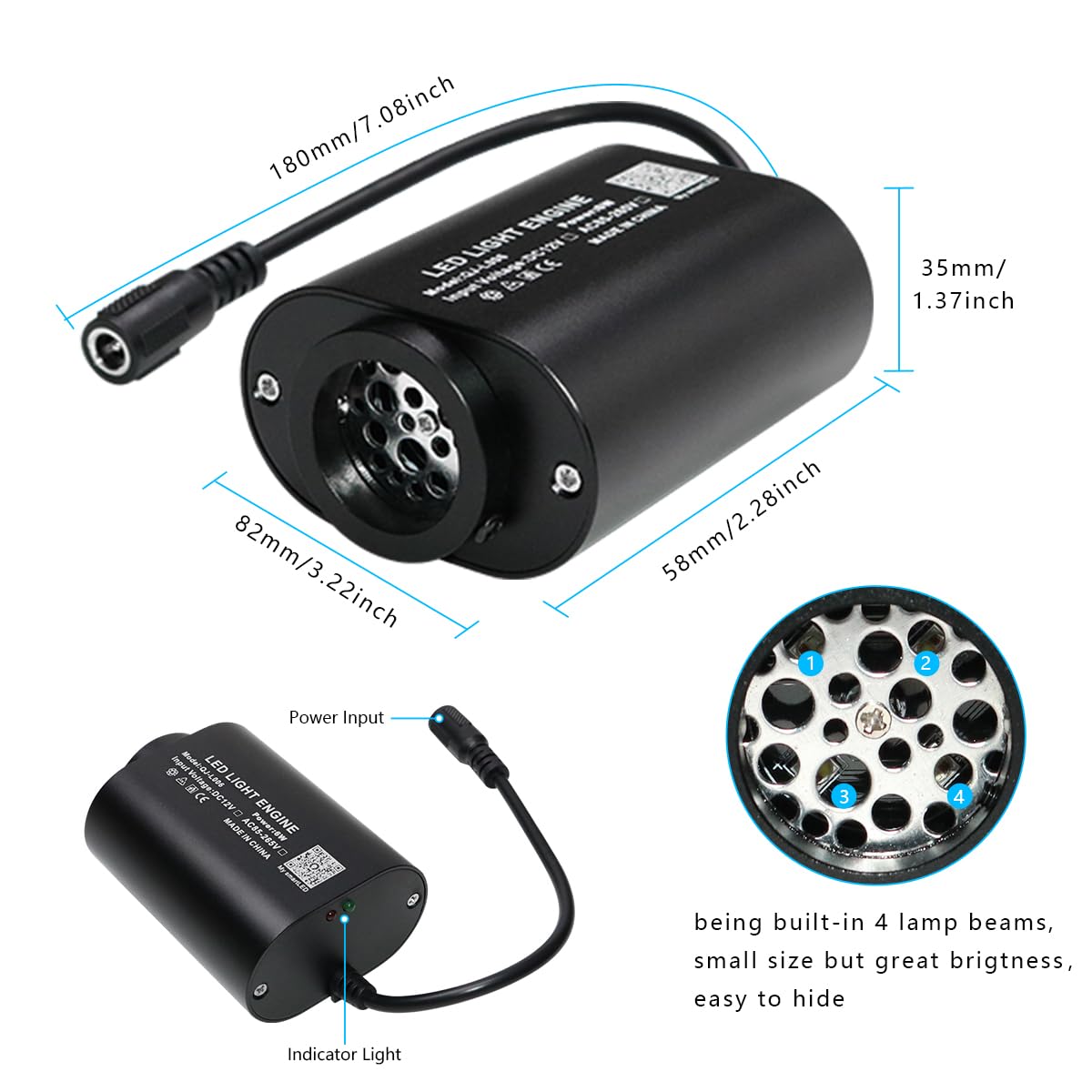 AZIMOM Mini 6W Fiber Optic Starlight Headliner Kit, 500pcs 0.03in x 9.8ft, Sound-Activated, Remote Control, Black,