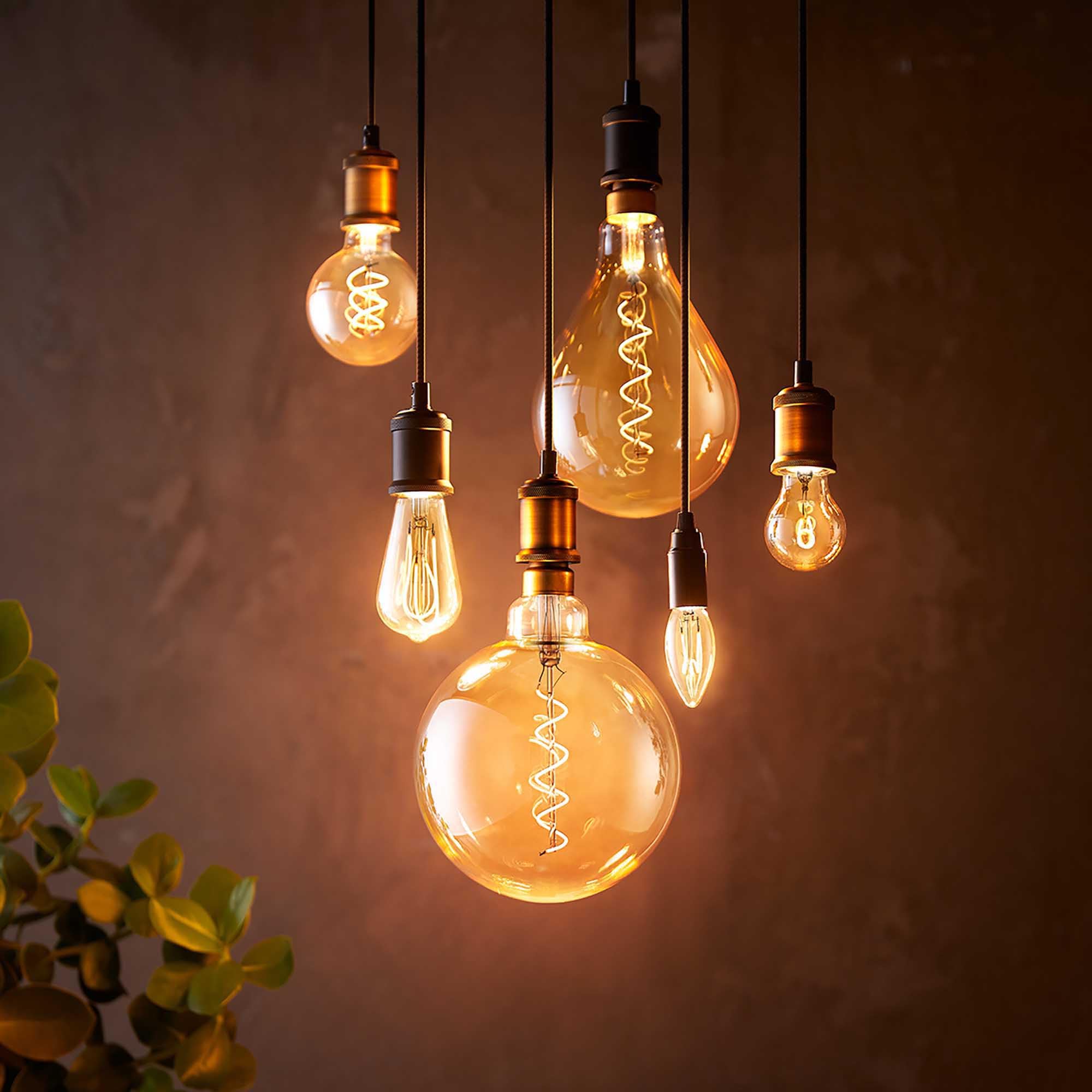 PHILIPS LED Vintage Clear Spiral A19 Bulb, Dimmable, 500 Lumen, Soft White 2700K, 5.5W=40W, E26 Base,