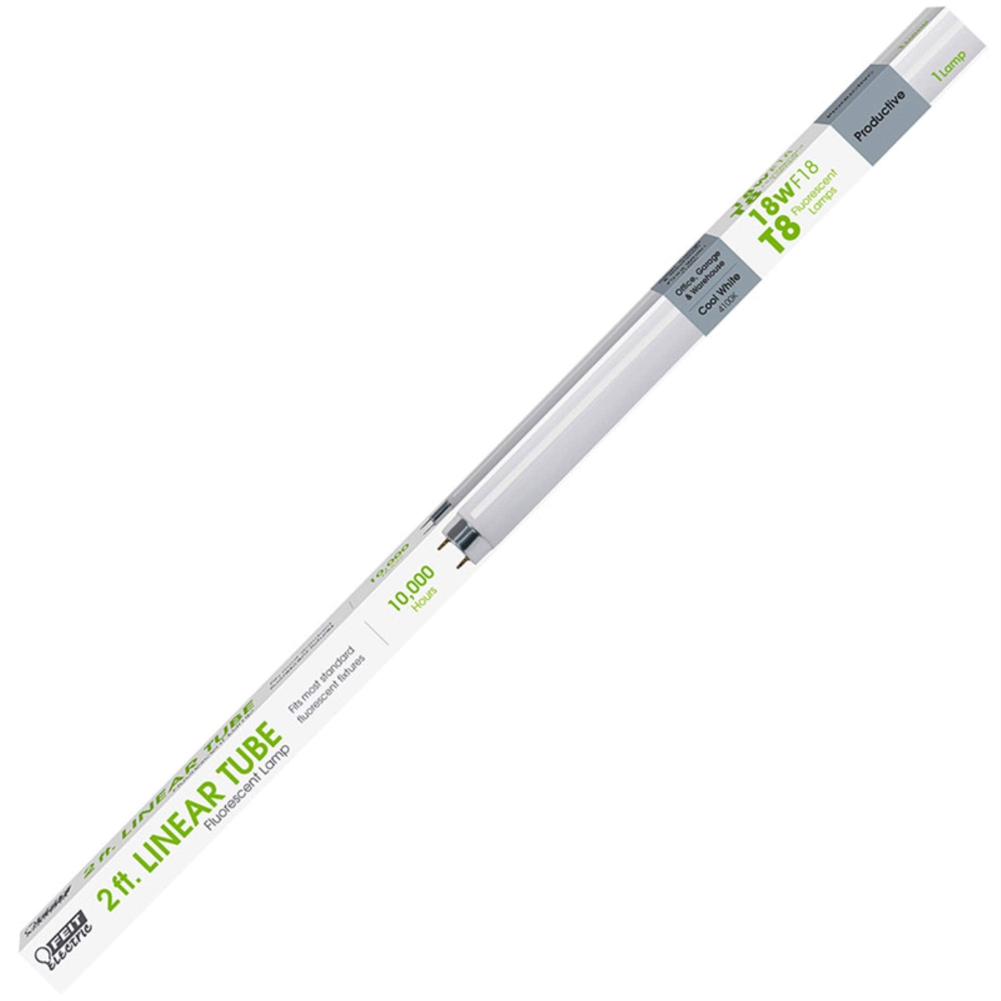 Feit Electric F18T8/CW/24 Fluorescent Cool Bulb, 18W, White, Plastic