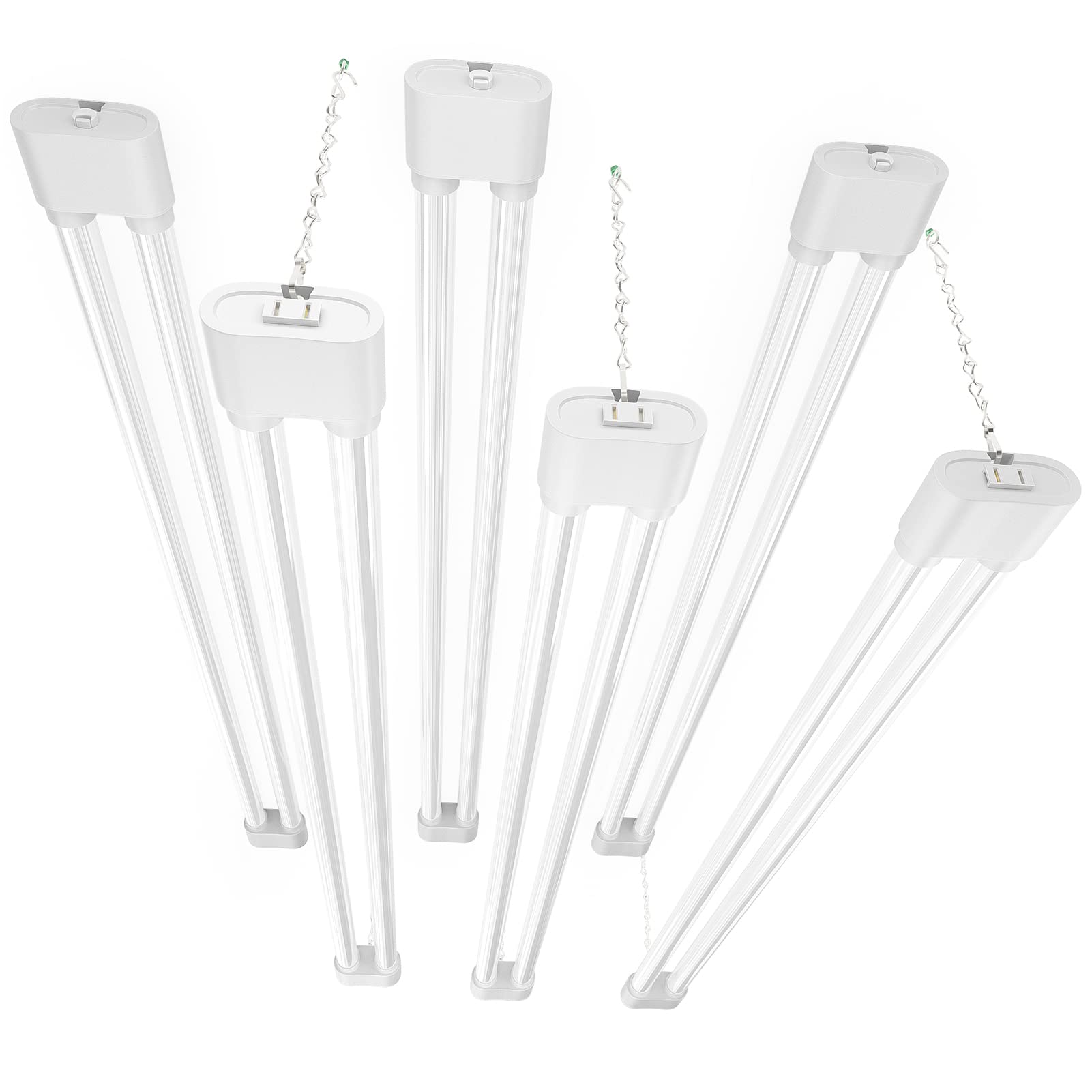 Ensenior 4ft Linkable LED Shop Light 6-Pack, 4400 Lumens, 5000K Daylight, White, Model LSL-WH-6PACK