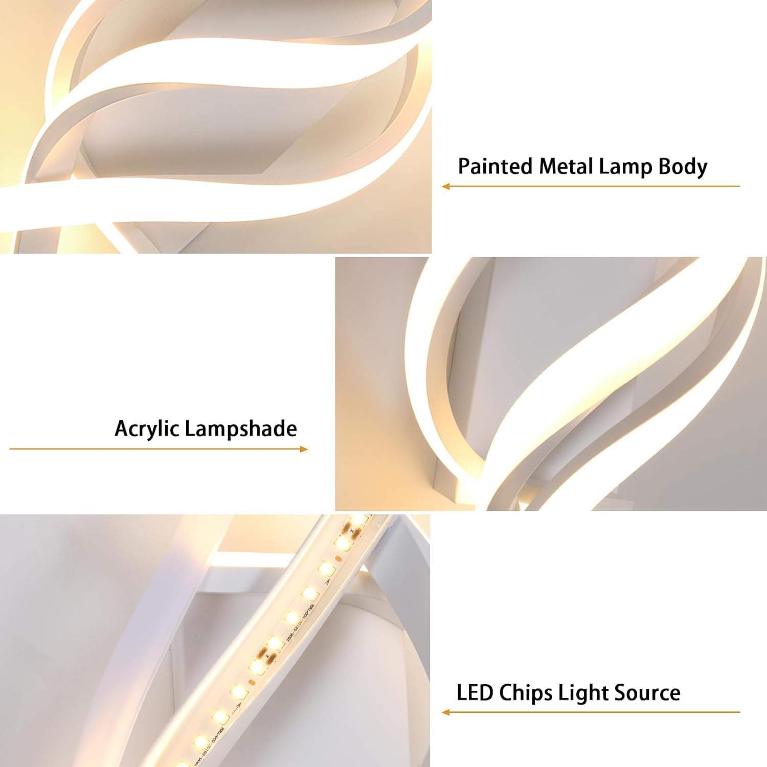 Delipop Spiral Led Wall Sconce Lighting, 3000K Acrylic Lamp For Bedroom, Bathroom, Living Room