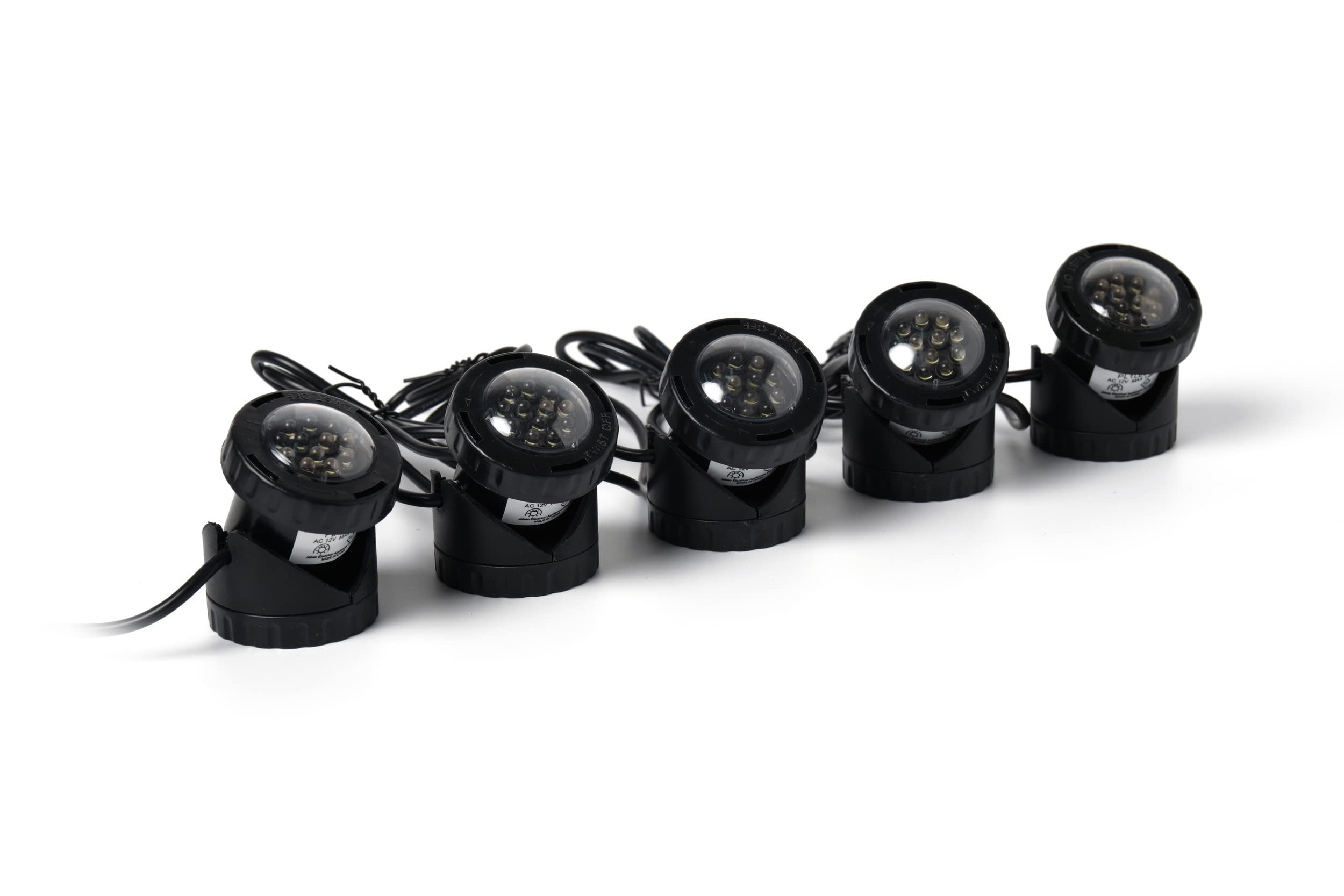 Jebao Submersible Led Pond Lights - Set Of 5, Black Plastic Outdoor Lighting