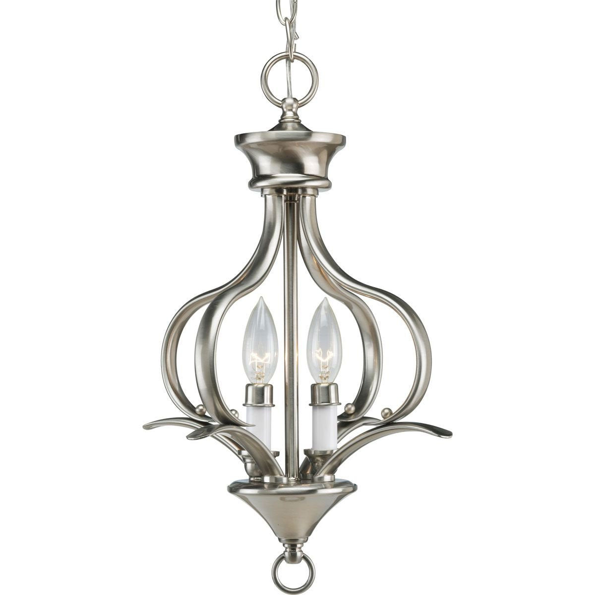 Progress Lighting P3806-09 2-Light Foyer Fixture, Brushed Nickel, 12-Inch Diameter X 18-Inch Height