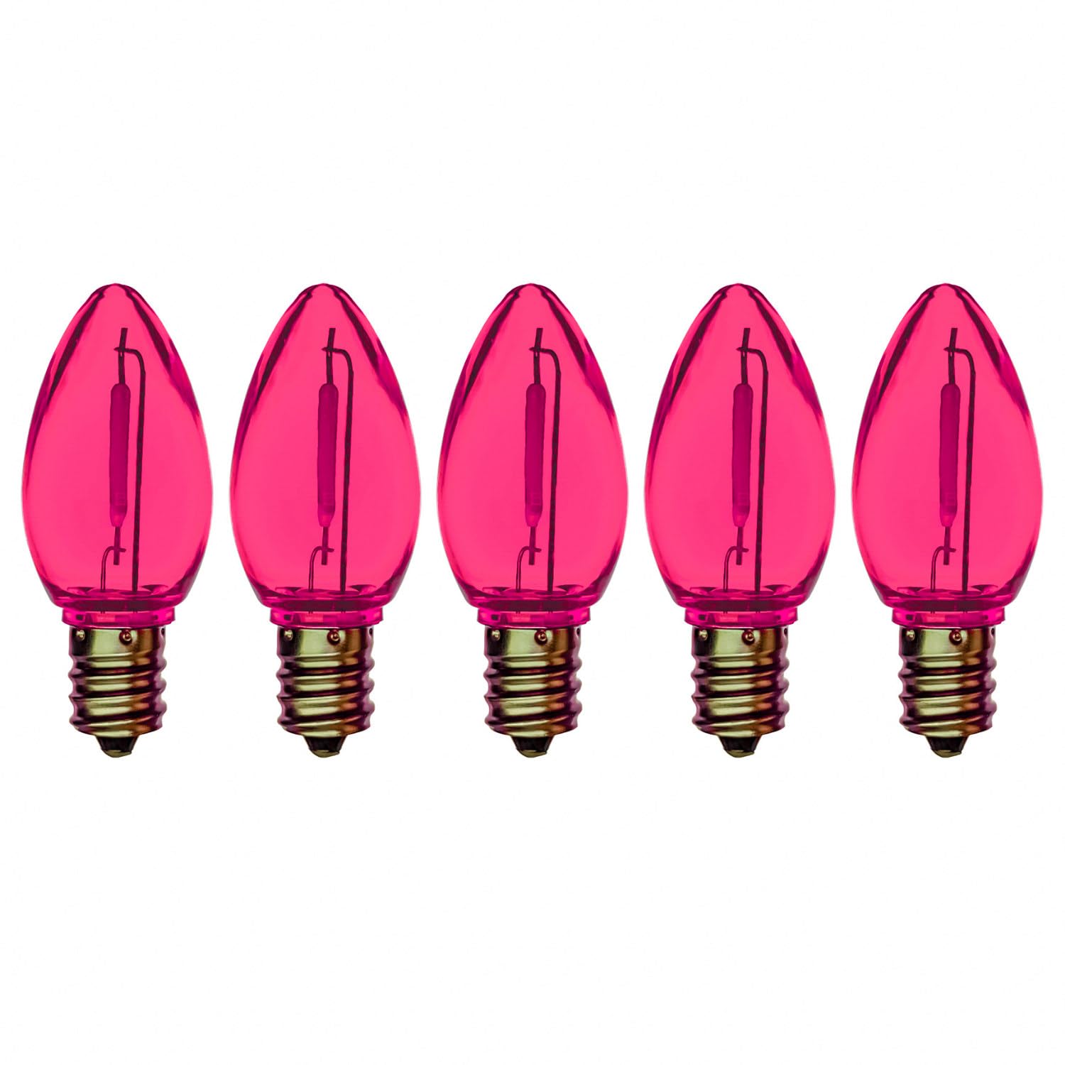EZLS C7 Pink Colored LED Filament Plastic Bulbs Pack of 5