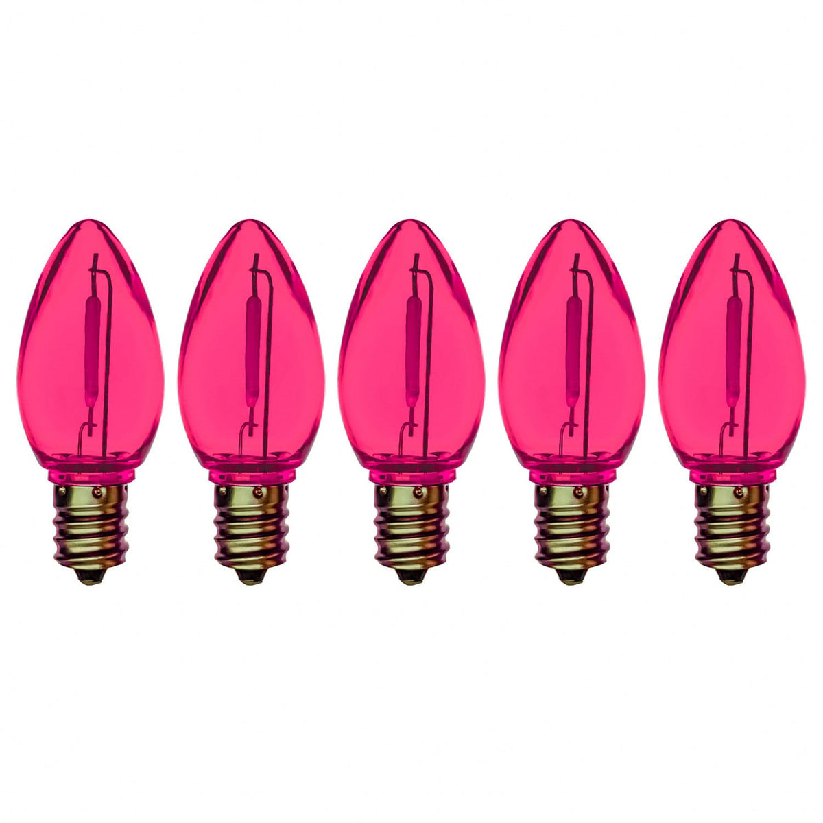 EZLS C7 Pink Colored LED Filament Plastic Bulbs Pack of 5 – Lightsdaddy