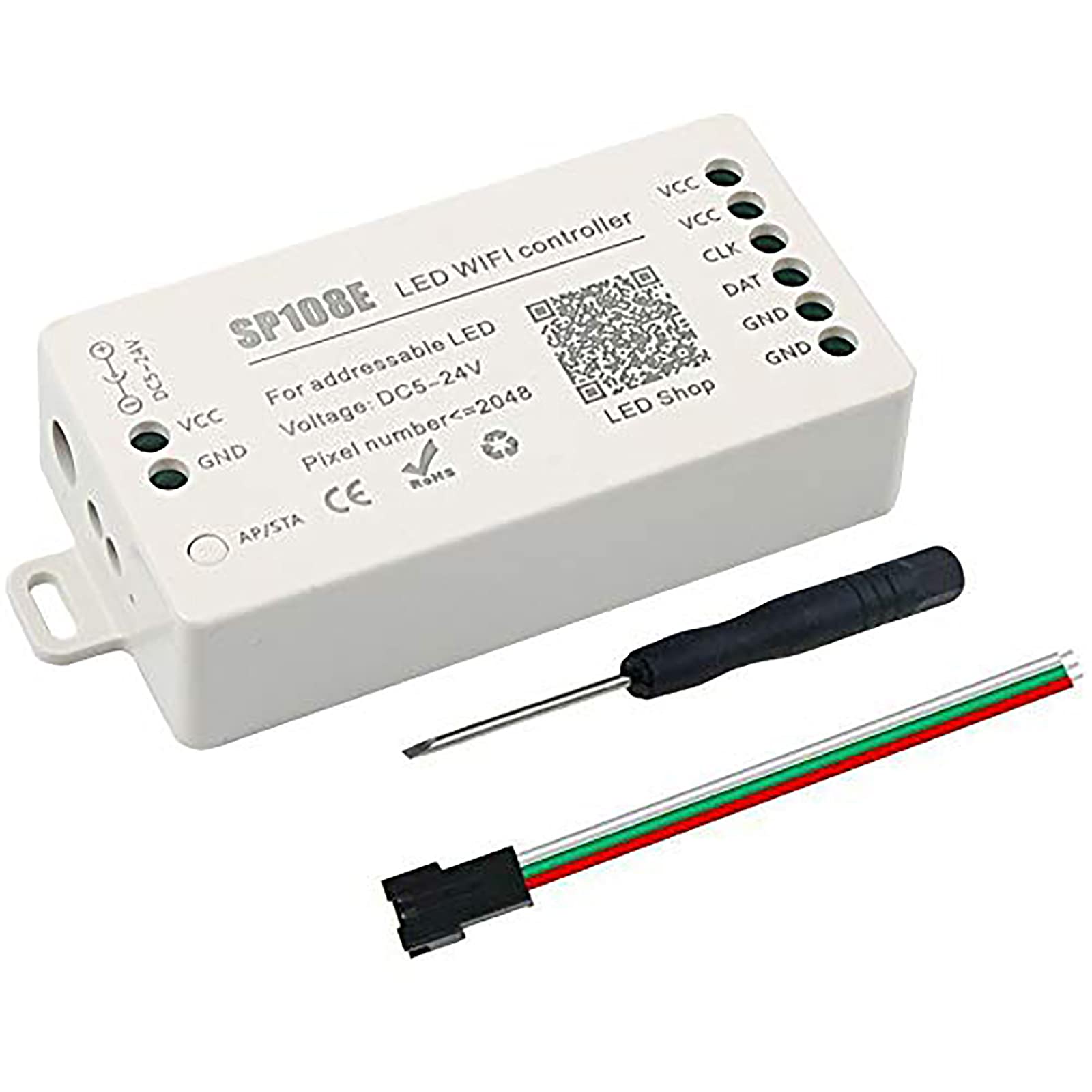 RGBZONE WiFi LED Controller, Smart APP Control, Compatible with WS2812B/WS2811/WS2815/WS2801, Multicolor, Model 4334417650