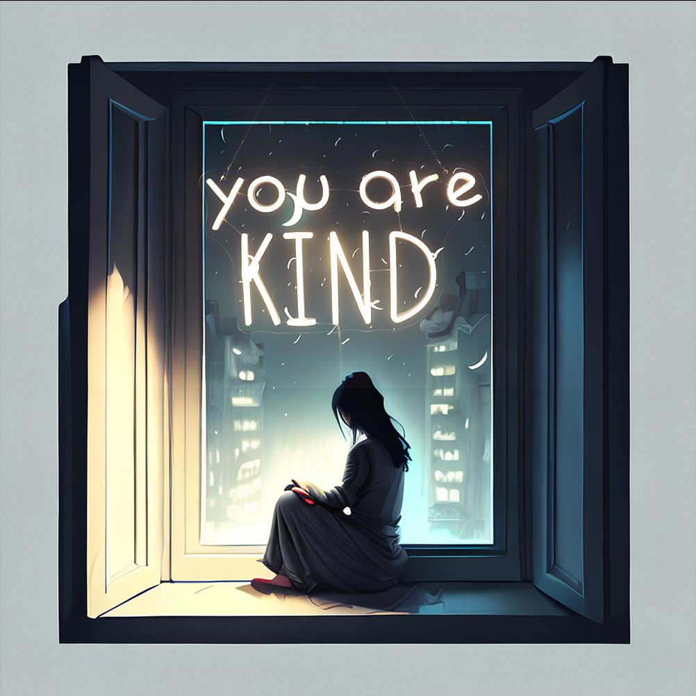 You Are Kind Neon Sign  Decorative Neon Lights For KidS Room Play Room Wall Decor Neon Light Sign  Christmas Birthday KidS Gift Thanksgiving Gift(Warm White)