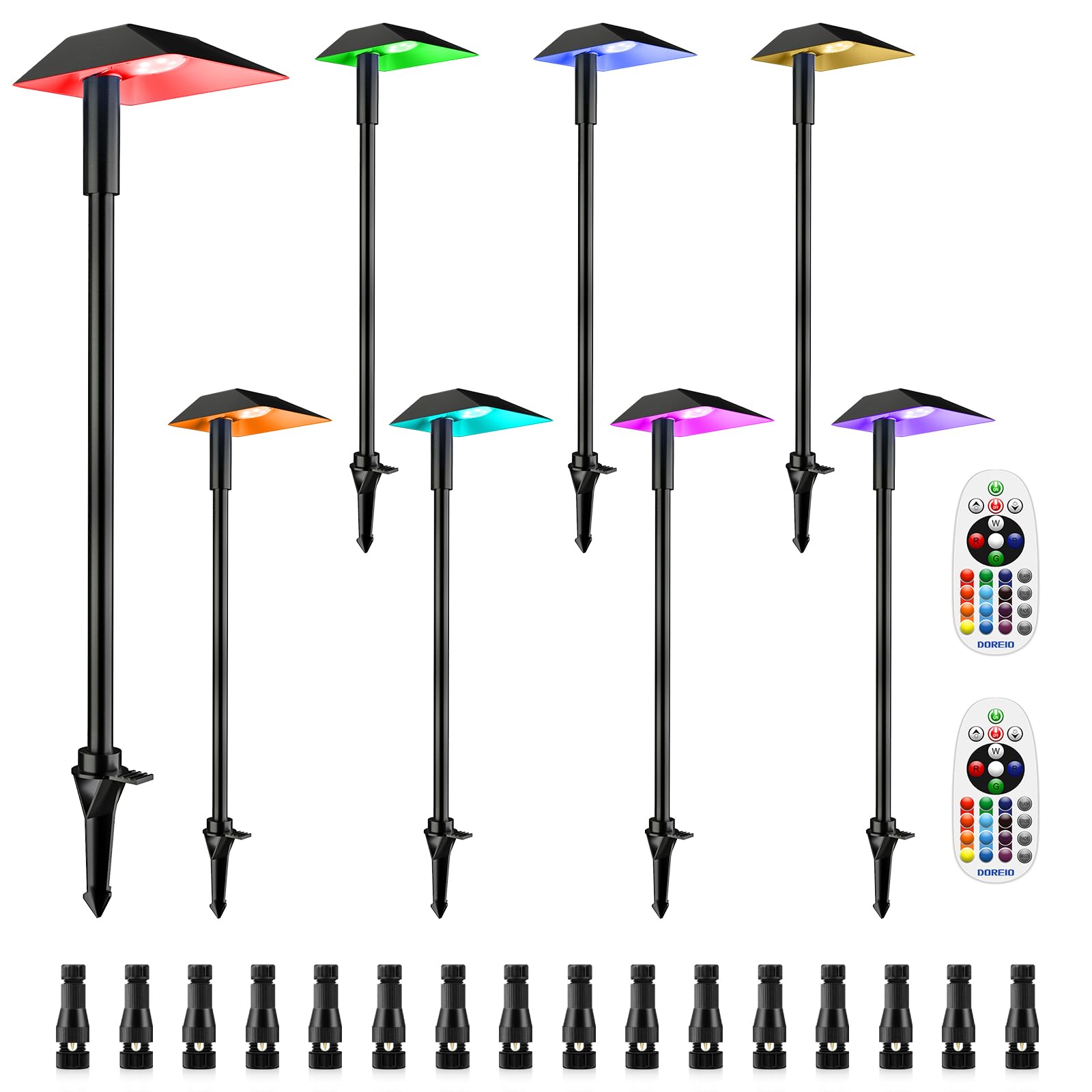 Doreio 5W Rgbw Low Voltage Led Landscape Lights, Waterproof Pathway Lighting (8 Pack)