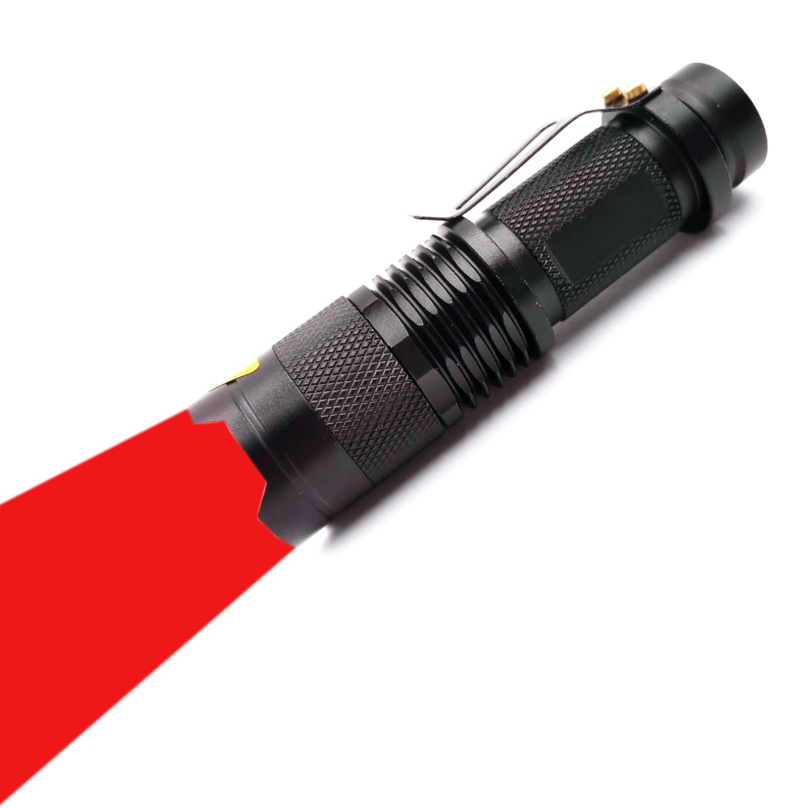 XYSRZ Red Light Flashlight Single Mode Red Light Torch with Clip Zoomable Red Flashlight for Hunting Astronomy Aviation Night Ob